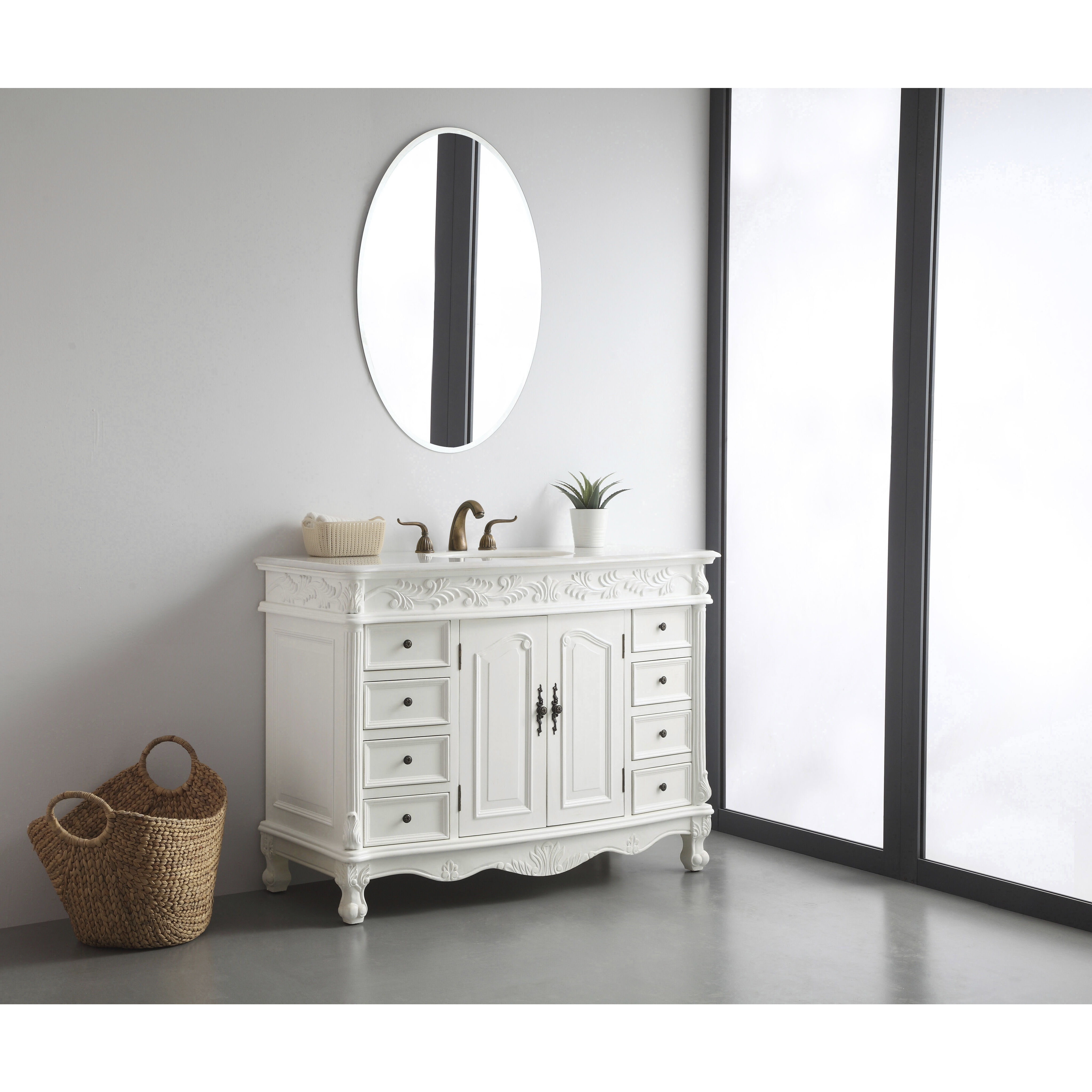 Bordeaux 48 X 22 X 36 inch Antique White Vanity Sink Set