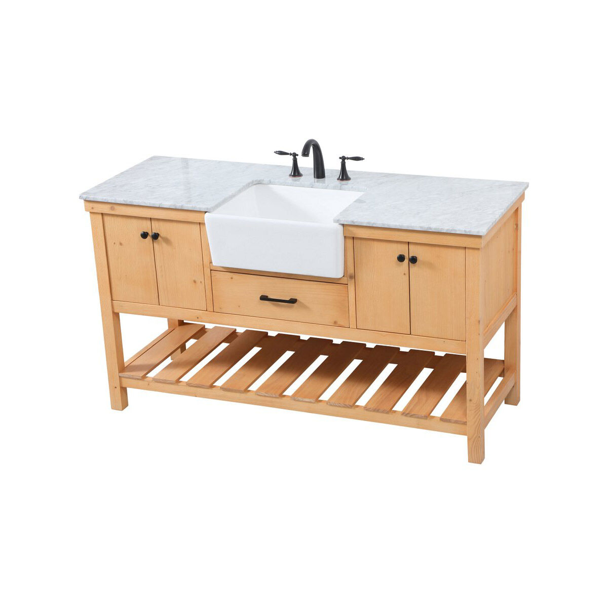 Clement 60 X 22 X 34.13 inch Natural Wood Bathroom Vanity Cabinet