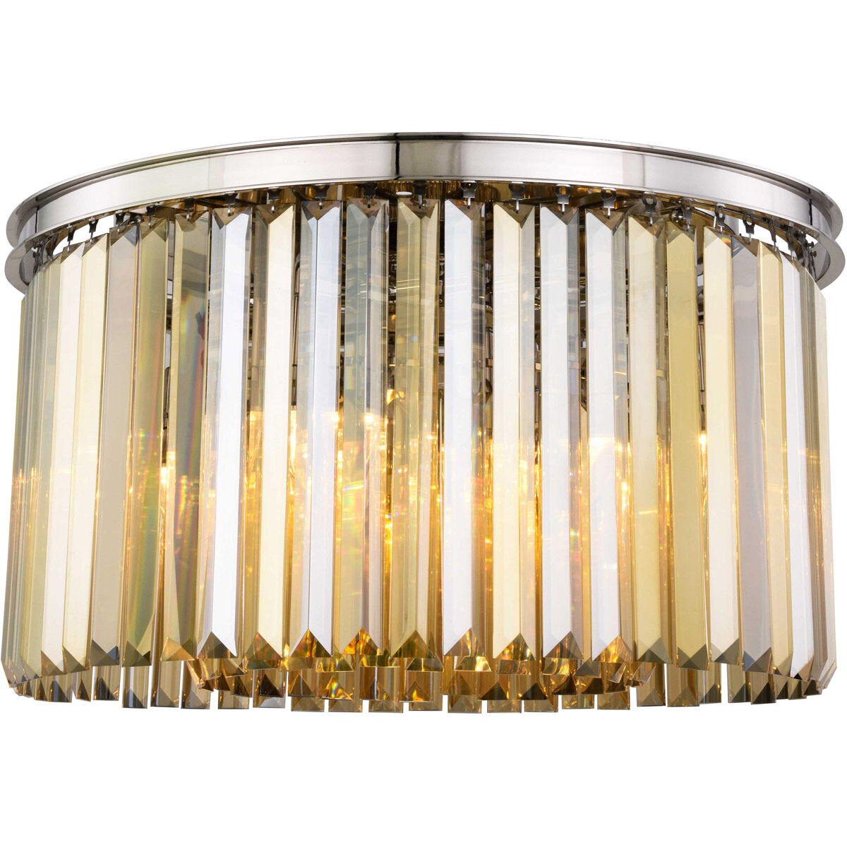 Sydney 8 Light 26 inch Polished nickel Flush Mount Ceiling Light in Golden Teak, Urban Classic