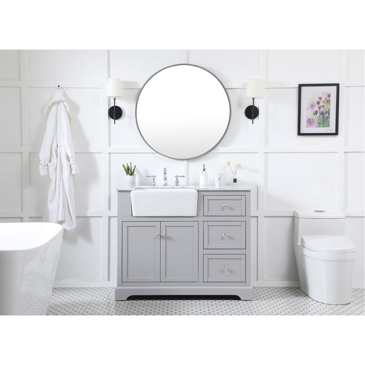 Franklin 42 X 22 X 34.75 inch Grey Bathroom Vanity Cabinet