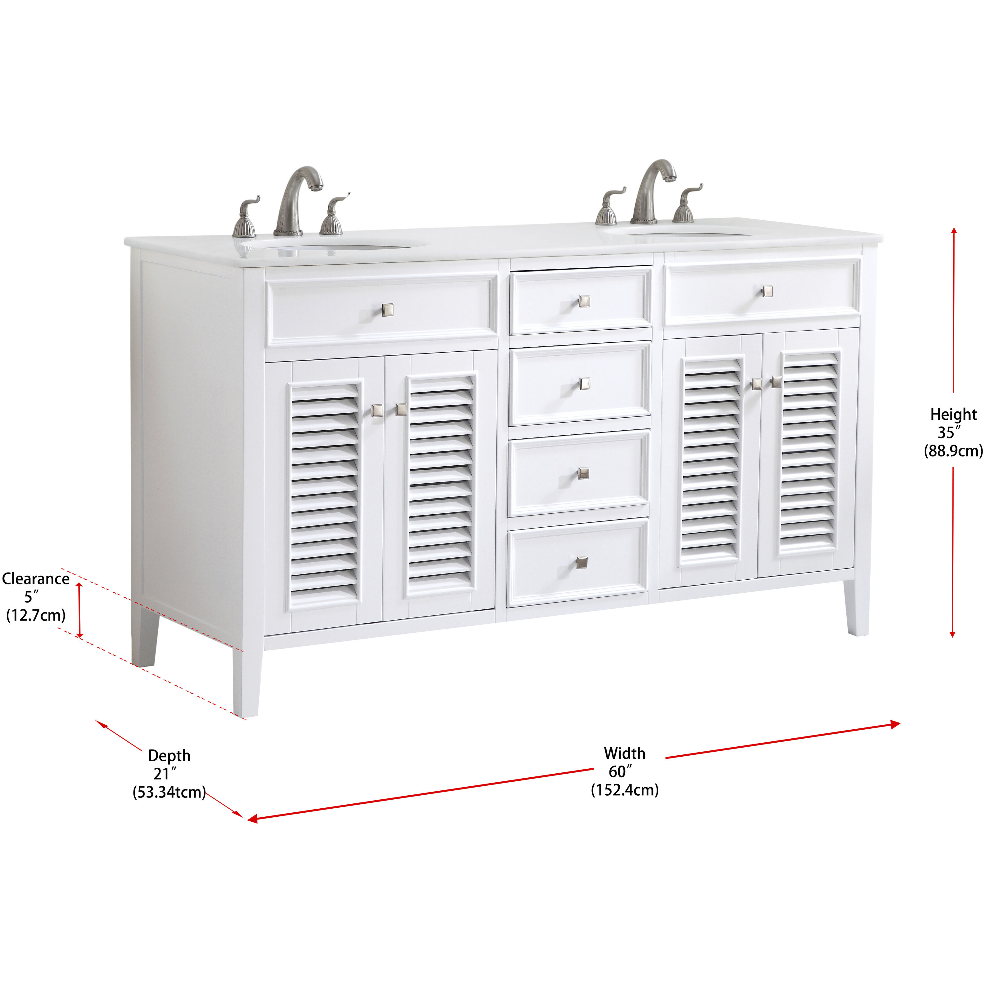 Cape Cod 60 X 21 X 35 inch Antique White Vanity Sink Set