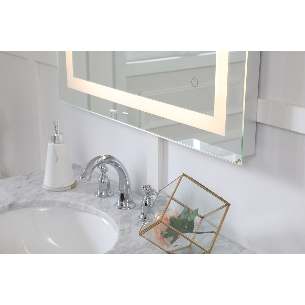 Helios 30 X 30 inch Silver Lighted Wall Mirror