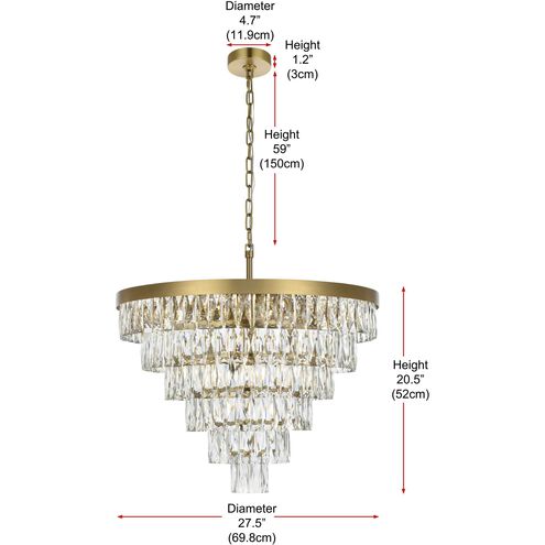 Josephine 13 Light 27.5 inch Satin Gold Chandelier Ceiling Light