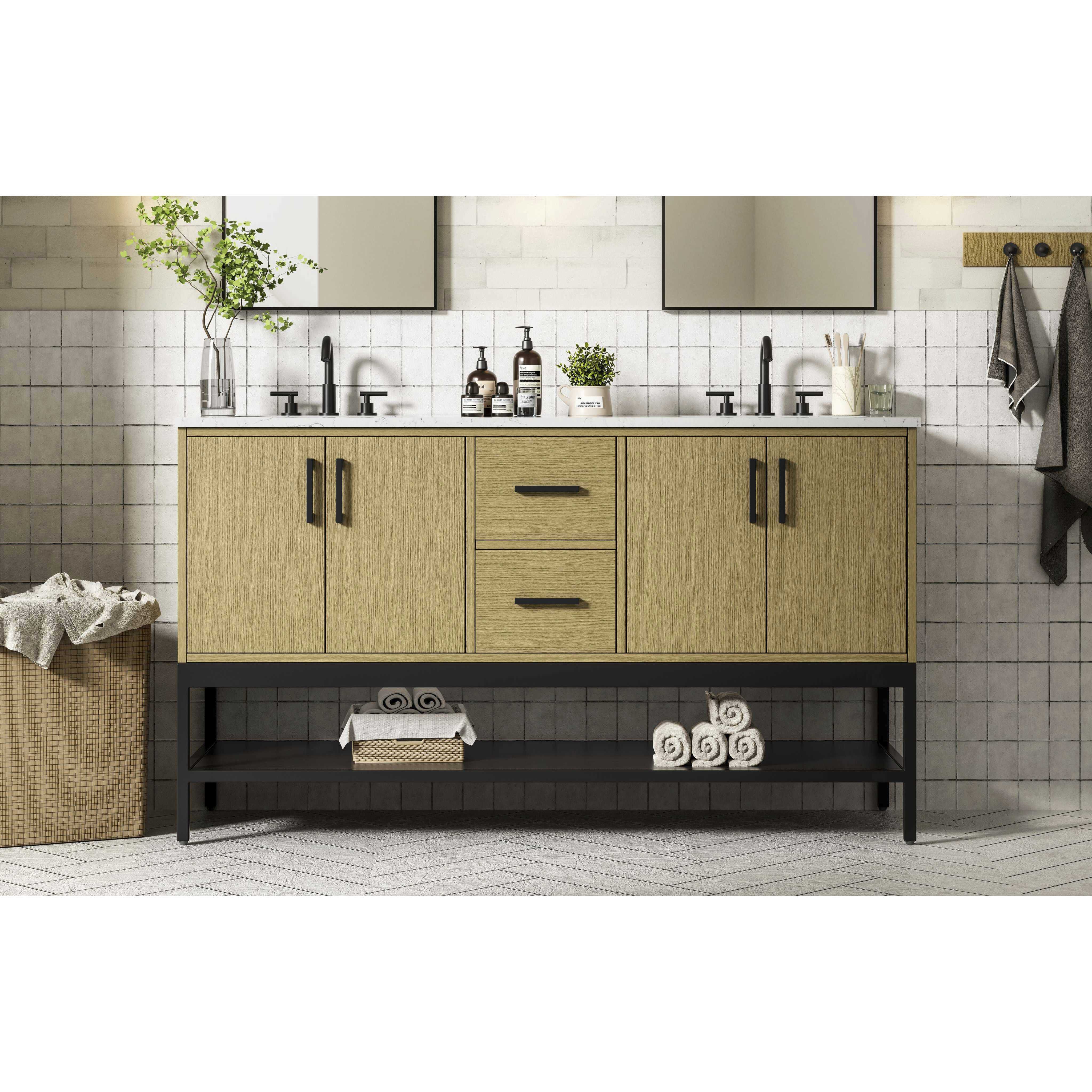 Lennox 60 X 34 inch Honey Brown Bathroom Vanity Cabinet