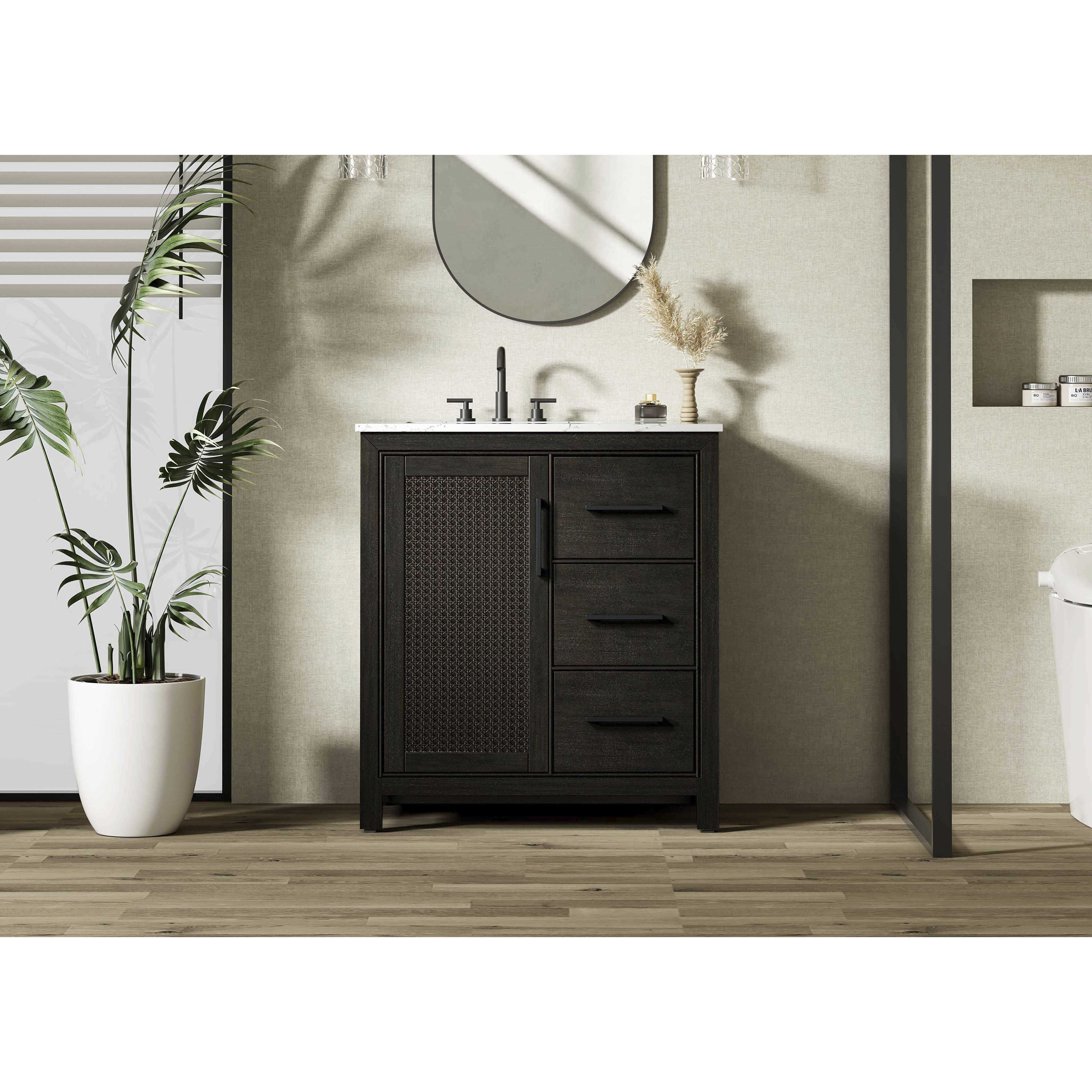 Alina 32 X 34 inch Chocolate Oak Bathroom Vanity Cabinet