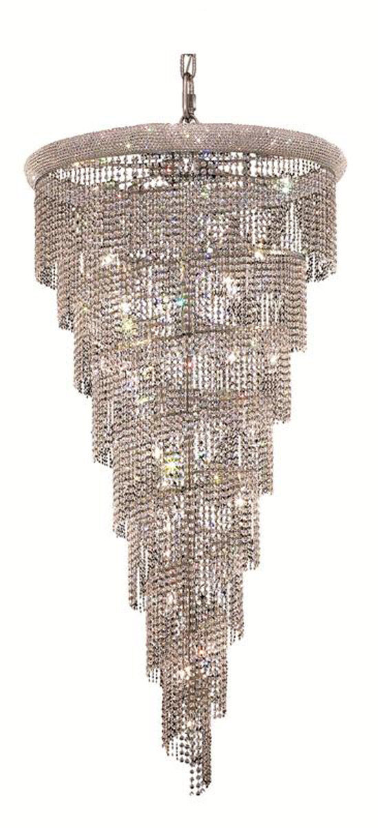 Spiral 26 Light 36 inch Chrome Foyer Ceiling Light in Royal Cut