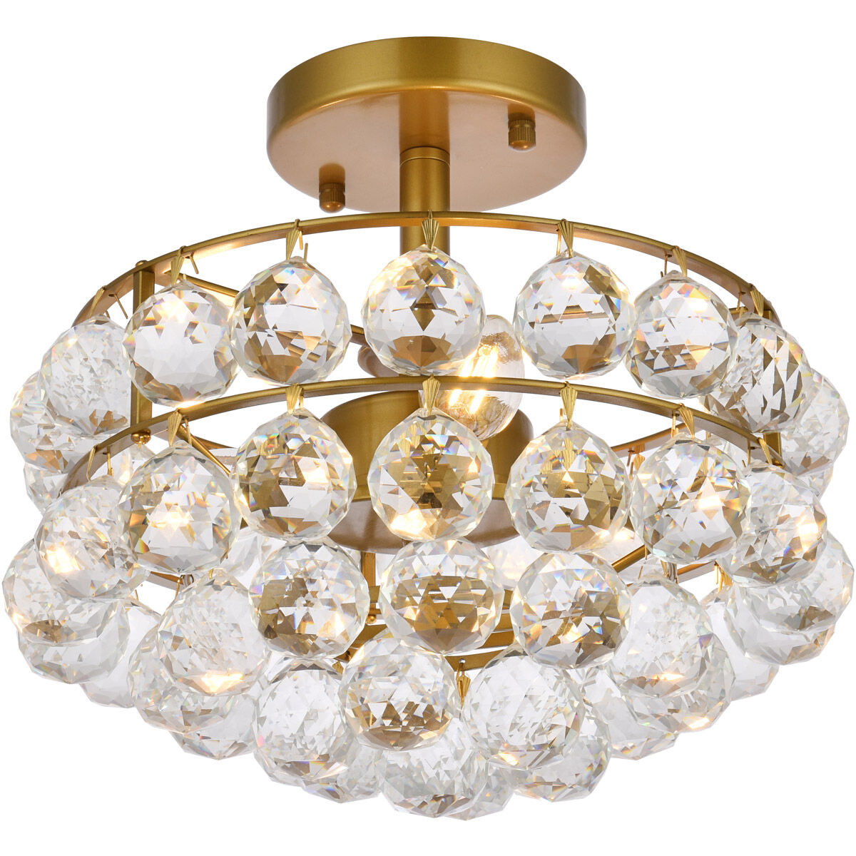 Savannah 3 Light 12 inch Brass Flush Mount Ceiling Light