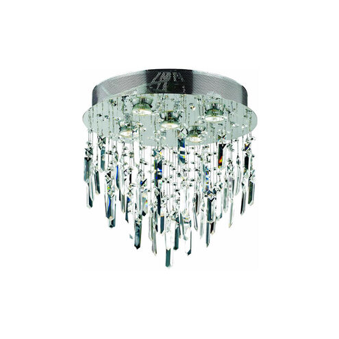 Galaxy 5 Light 16 inch Silver and Clear Mirror Flush Mount Ceiling Light in Royal Cut