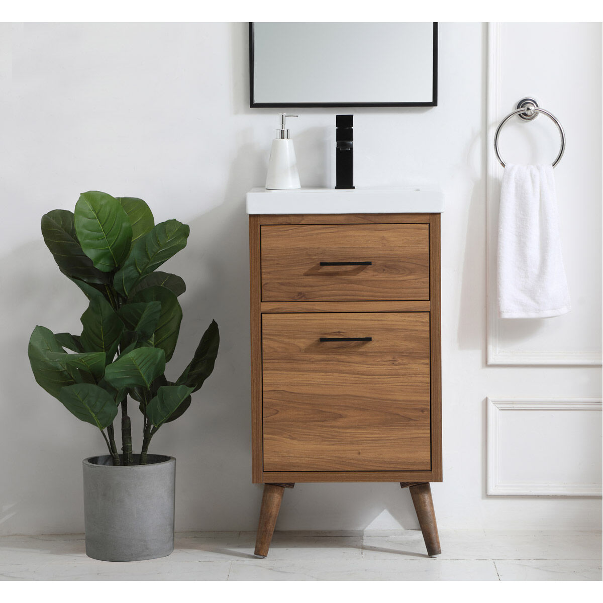 Boise 18.11 X 18.11 X 33.46 inch Walnut Brown and Black Vanity Sink Set
