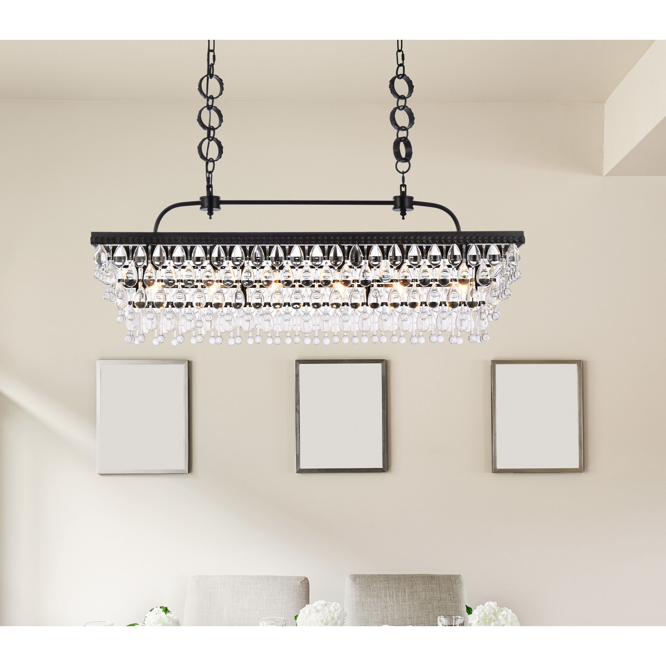 Nordic 6 Light 40 inch Black Linear Pendant Ceiling Light