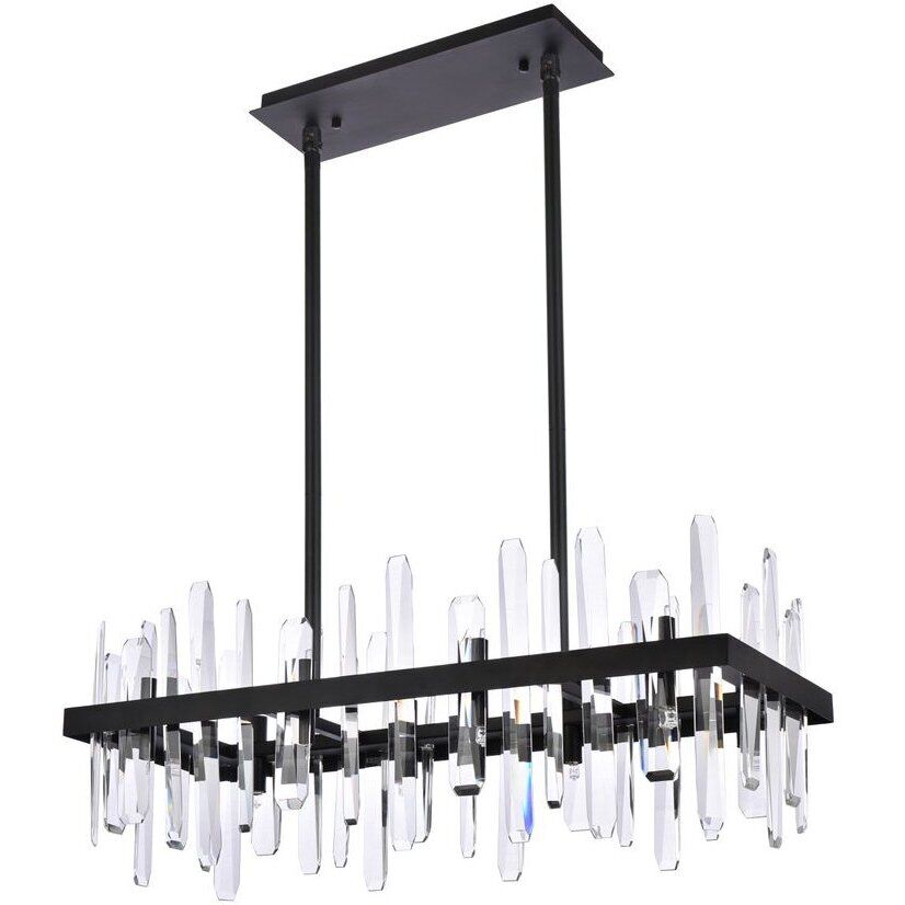 Serena 16 Light 30 inch Black Linear Chandelier Ceiling Light