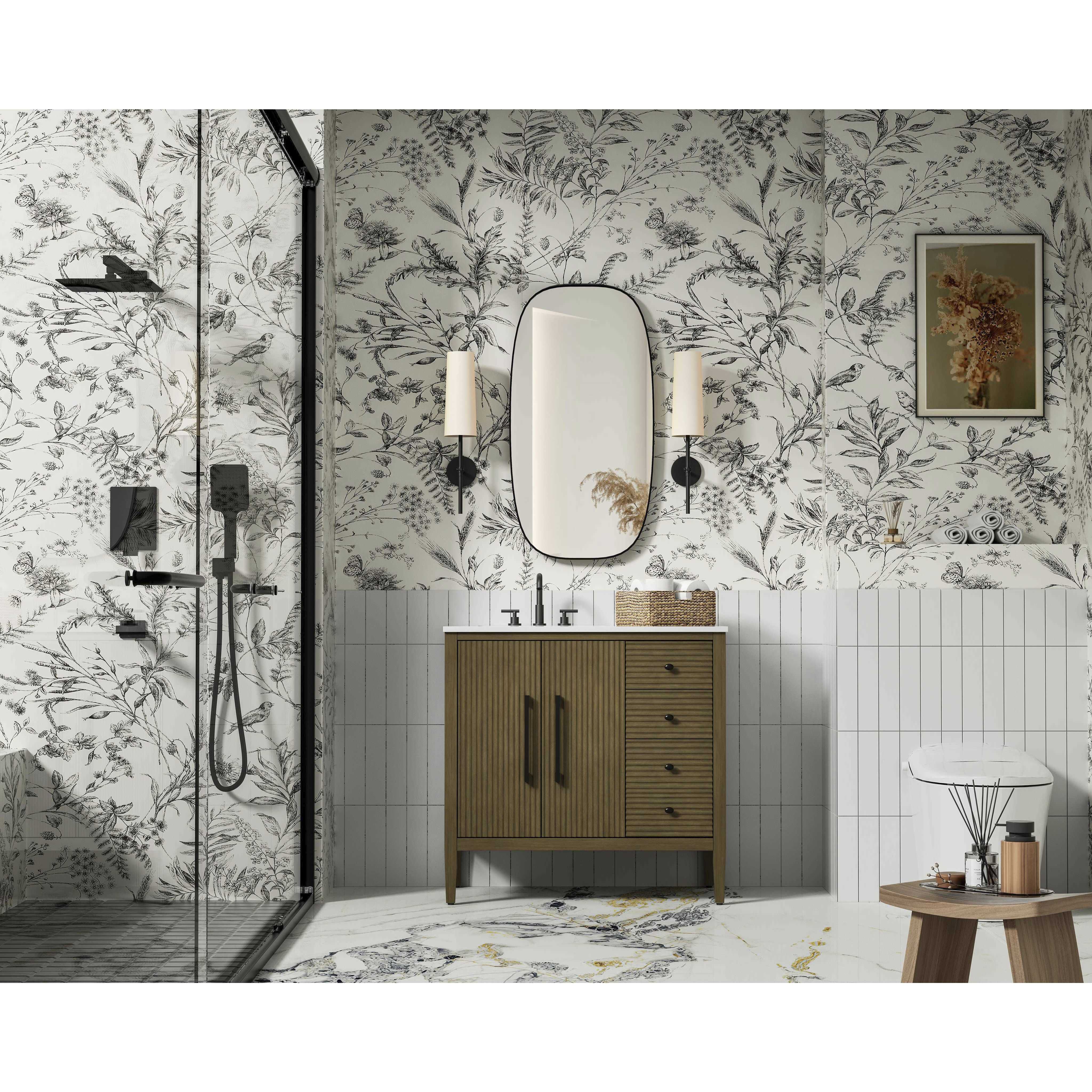 Blakely 36 X 34 inch Hazel Oak Bathroom Vanity Cabinet