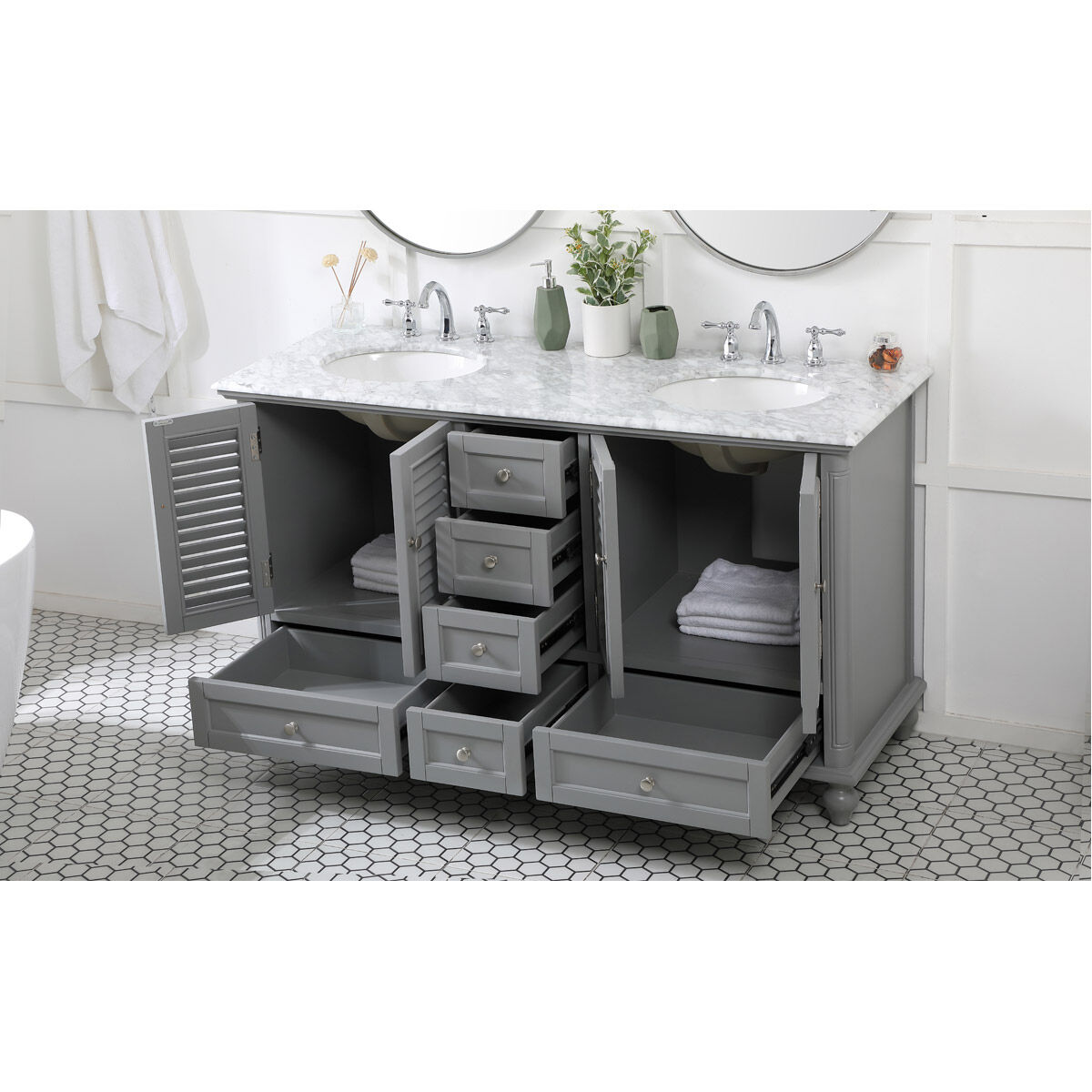 Rhodes 60 X 22 X 35 inch Grey Vanity Sink Set