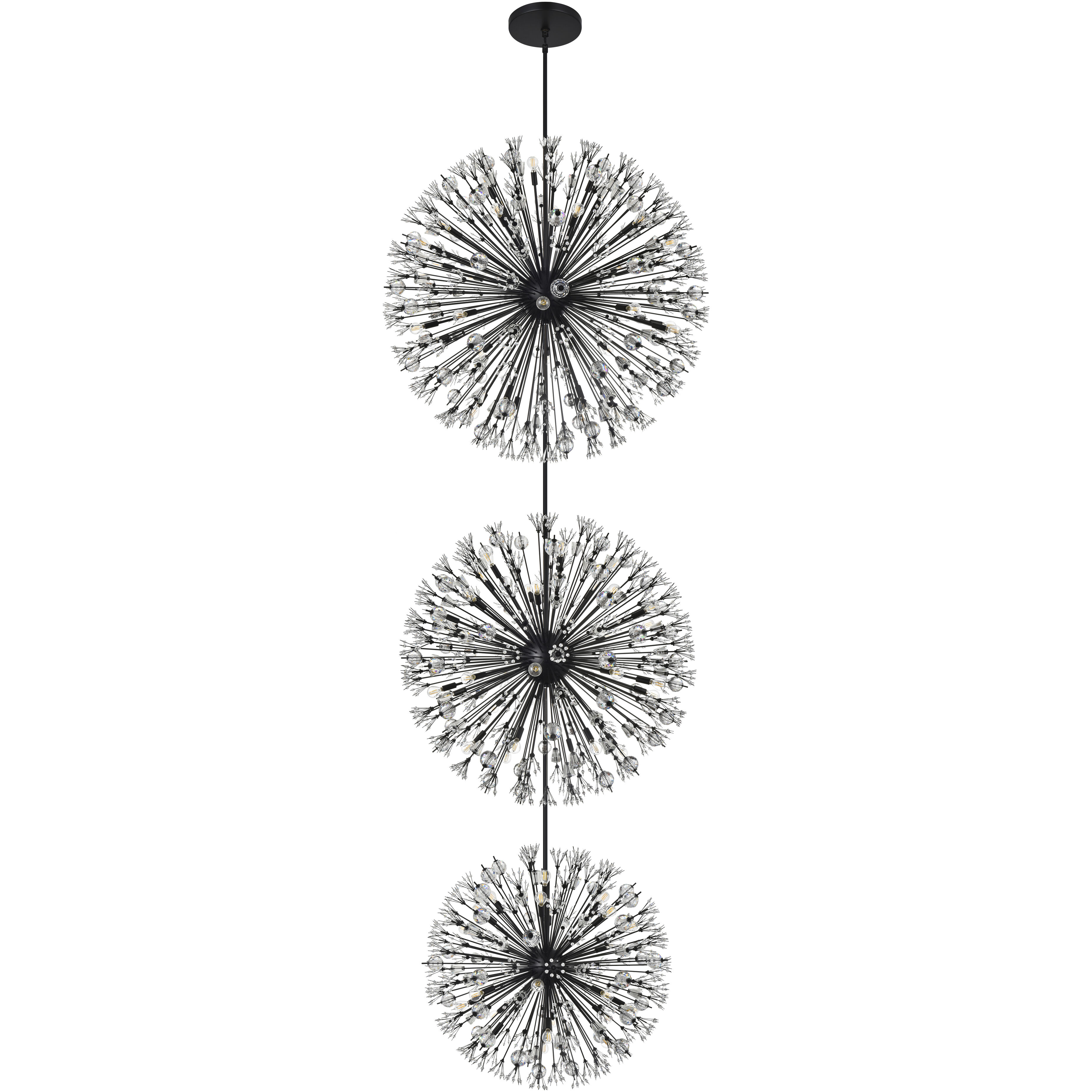 Vera 90 Light 50 inch Black Chandelier Ceiling Light