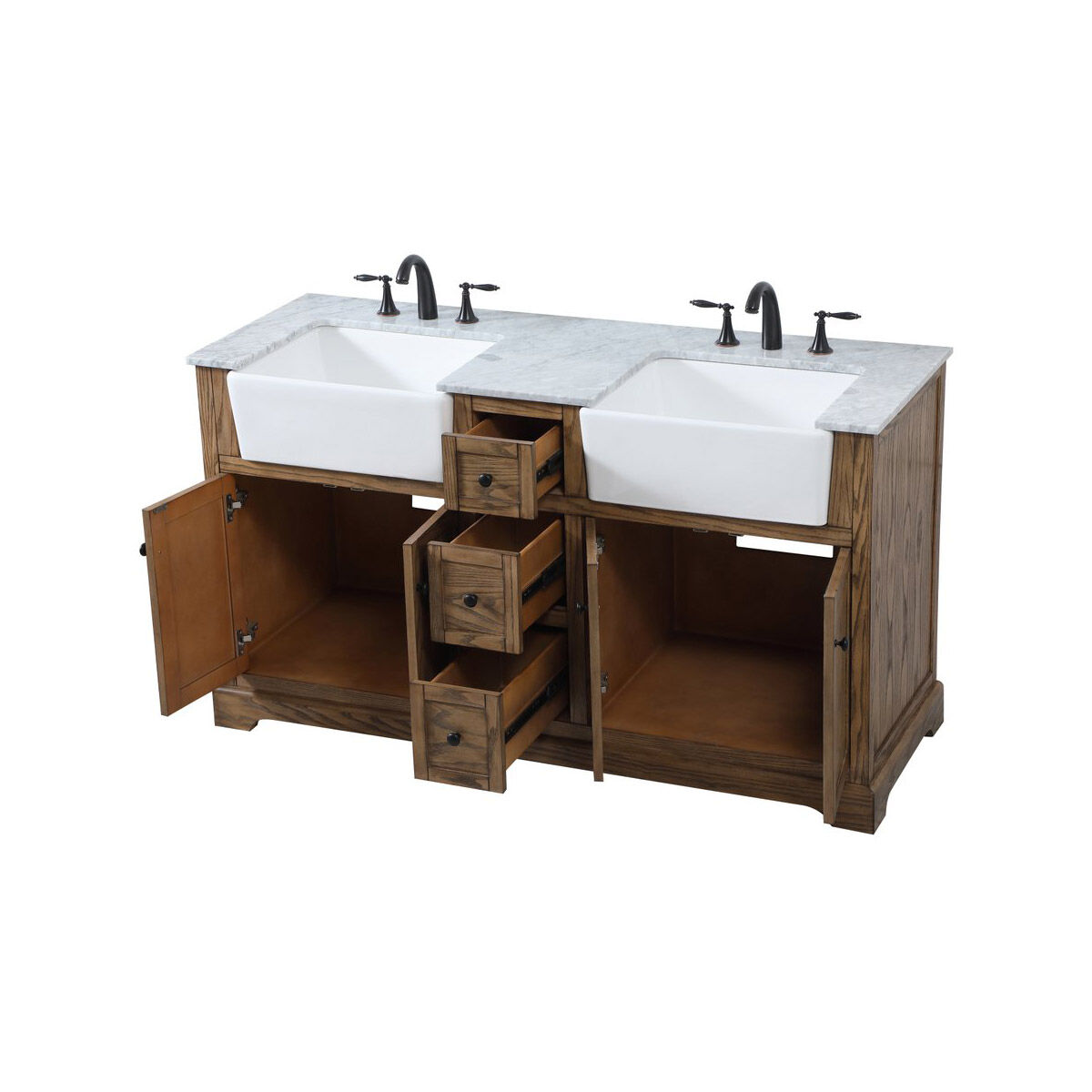 Franklin 60 X 22 X 35 inch Driftwood Bathroom Vanity Cabinet