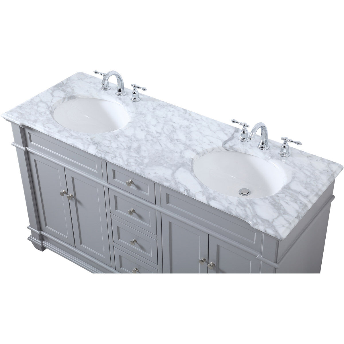 Wesley 60 X 21.5 X 35 inch Grey Vanity Sink Set in Gray