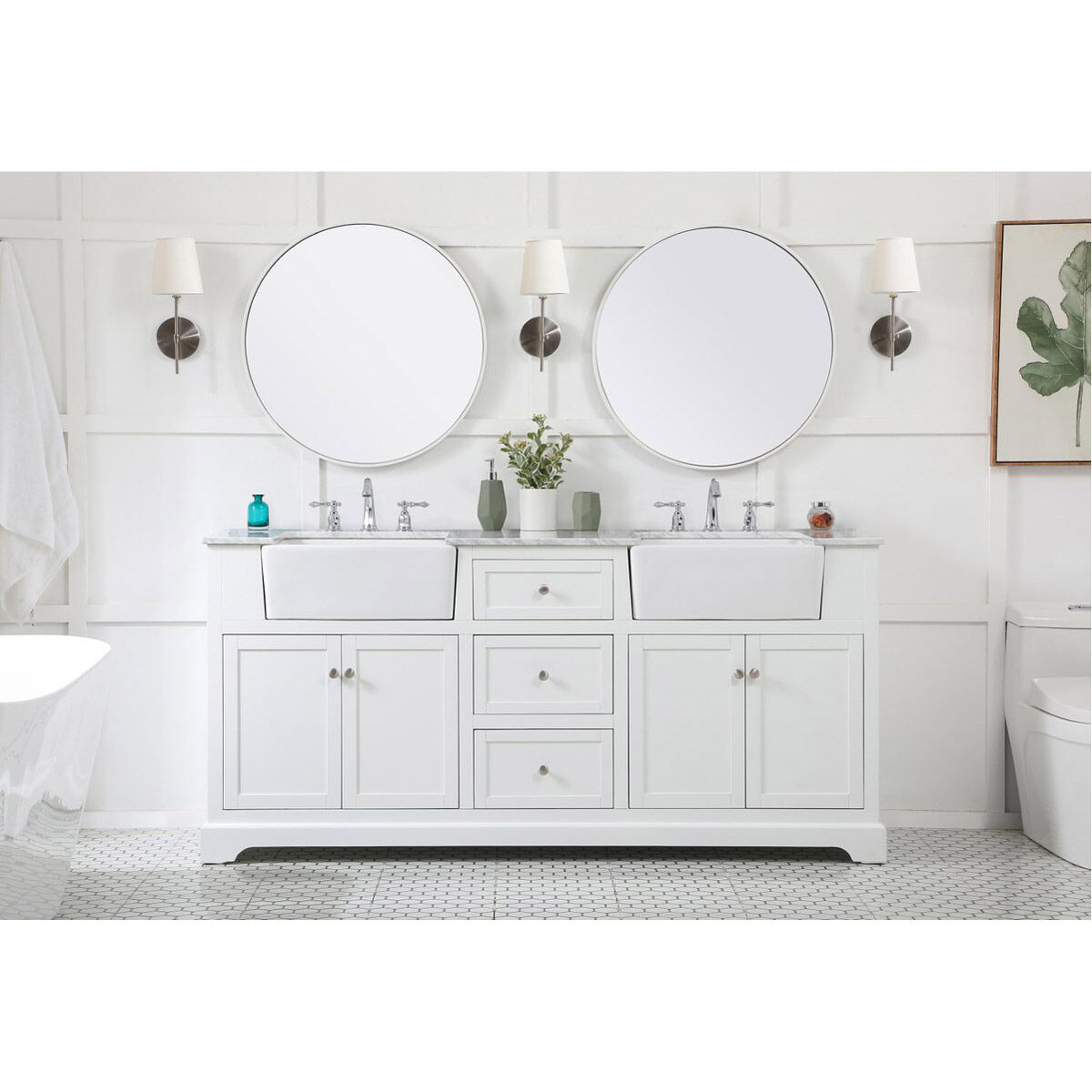 Franklin 72 X 22 X 34.75 inch White Bathroom Vanity Cabinet