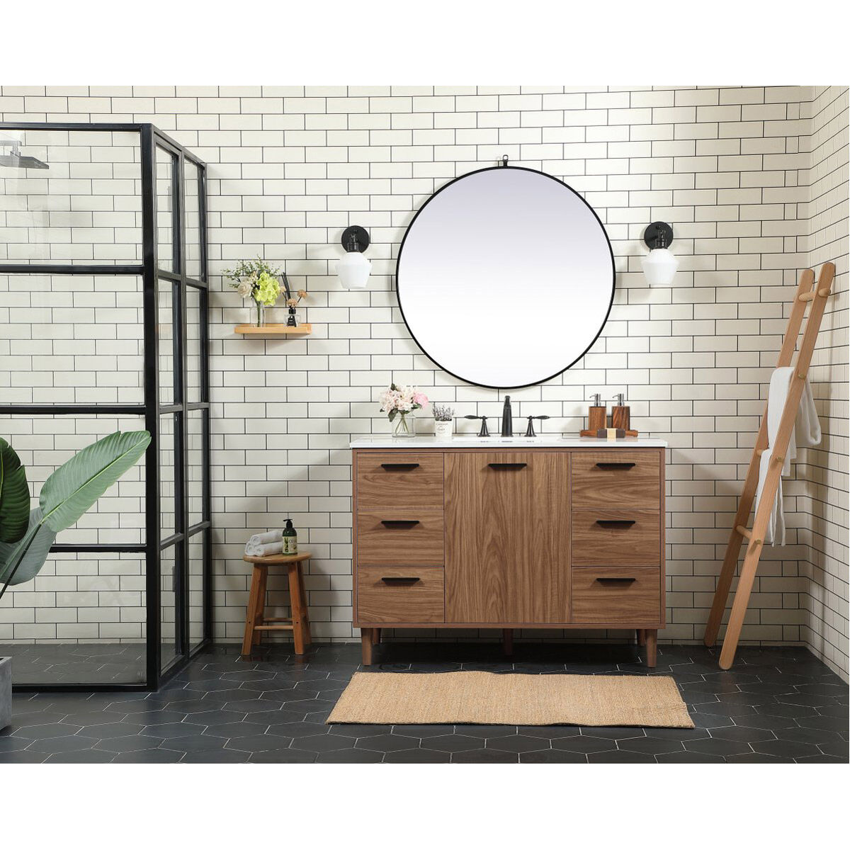 Baldwin 48 X 22 X 34 inch Walnut Brown Vanity Sink Set in Not Included