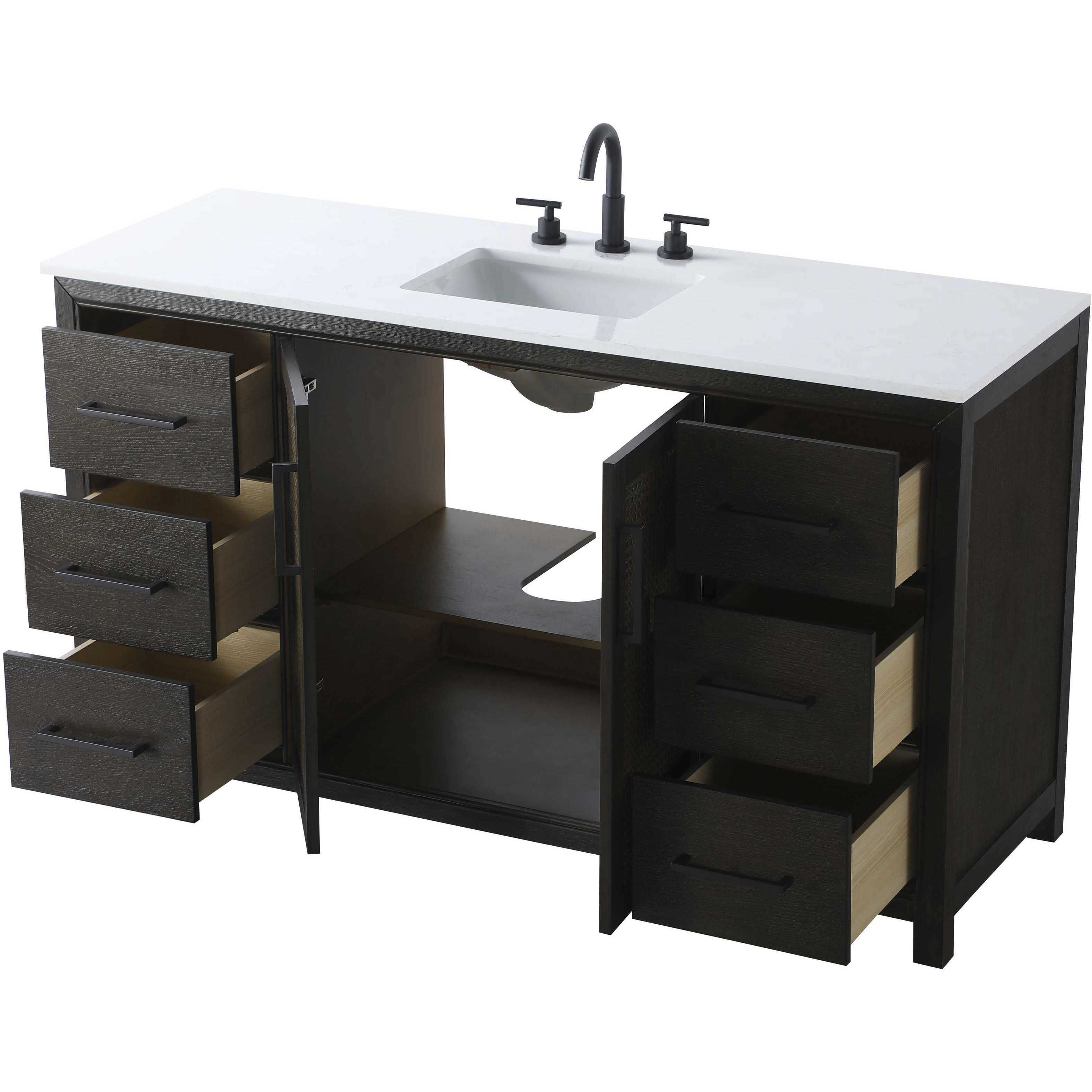 Alina 60 X 34 inch Chocolate Oak Bathroom Vanity Cabinet