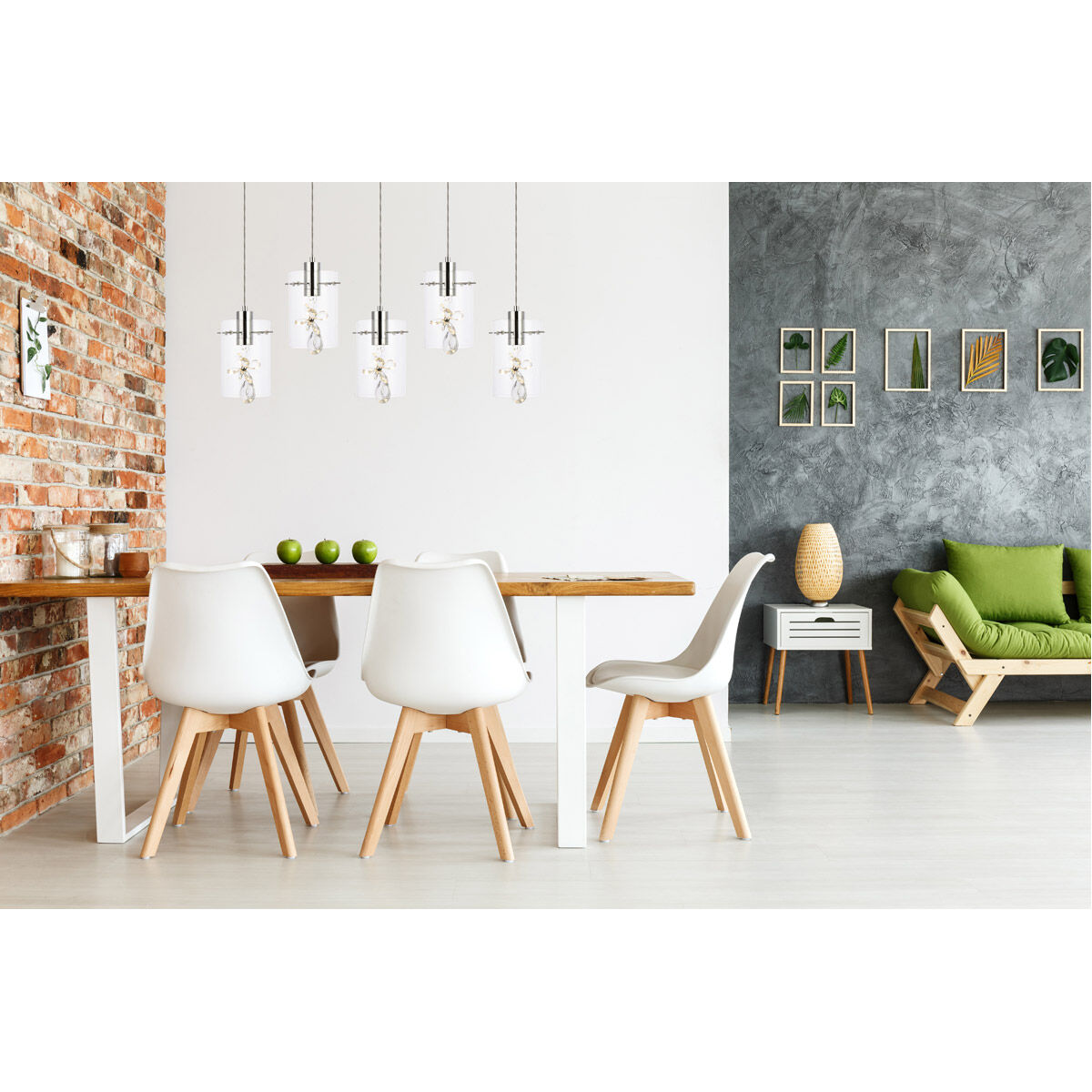 Hana 5 Light 36 inch Chrome Linear Pendant Ceiling Light