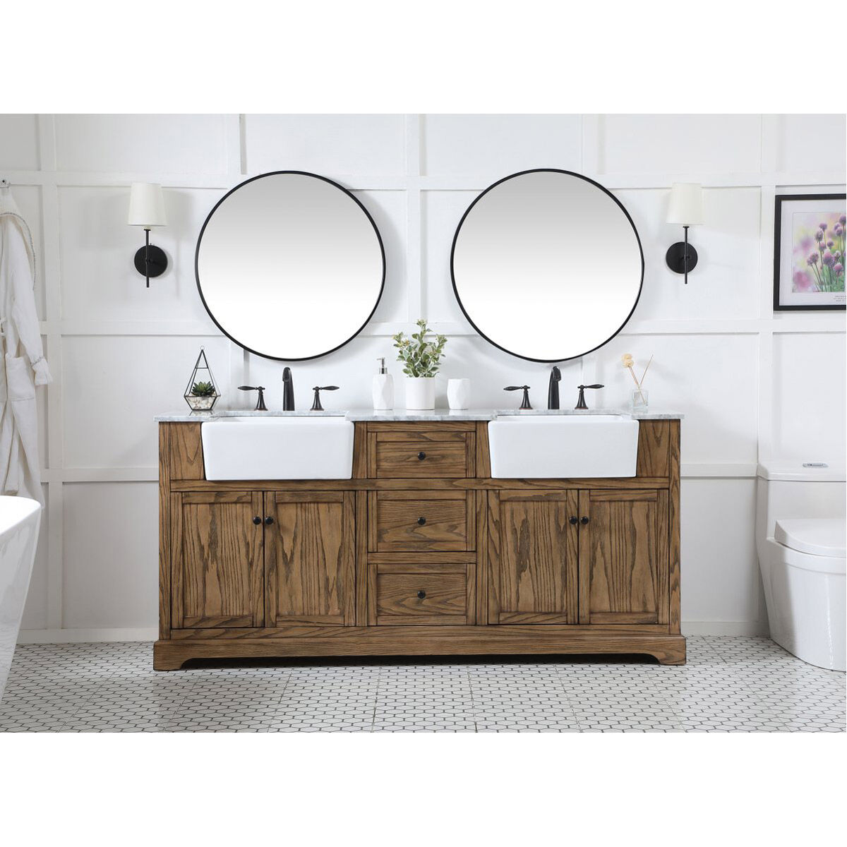 Franklin 72 X 22 X 35 inch Driftwood Bathroom Vanity Cabinet
