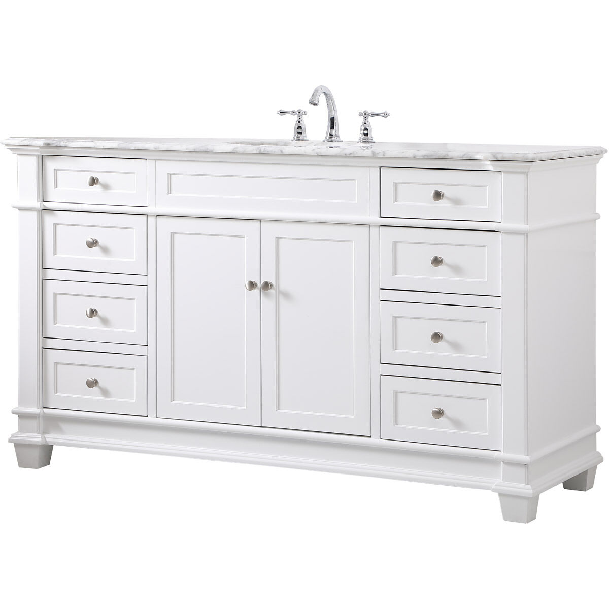 Wesley 60 X 22 X 35 inch White Vanity Sink Set