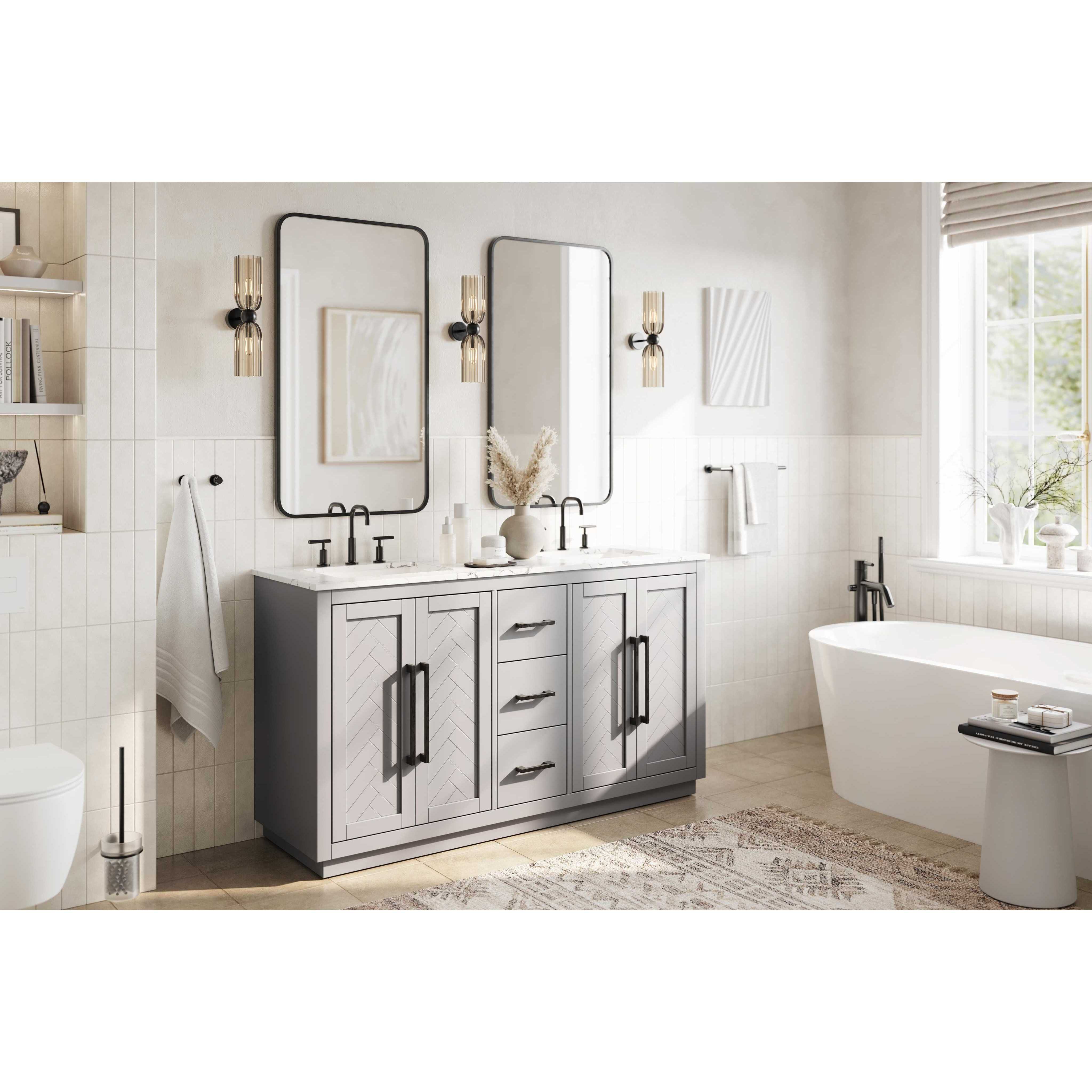 Chase 60 X 34 inch Grey Bathroom Vanity Cabinet