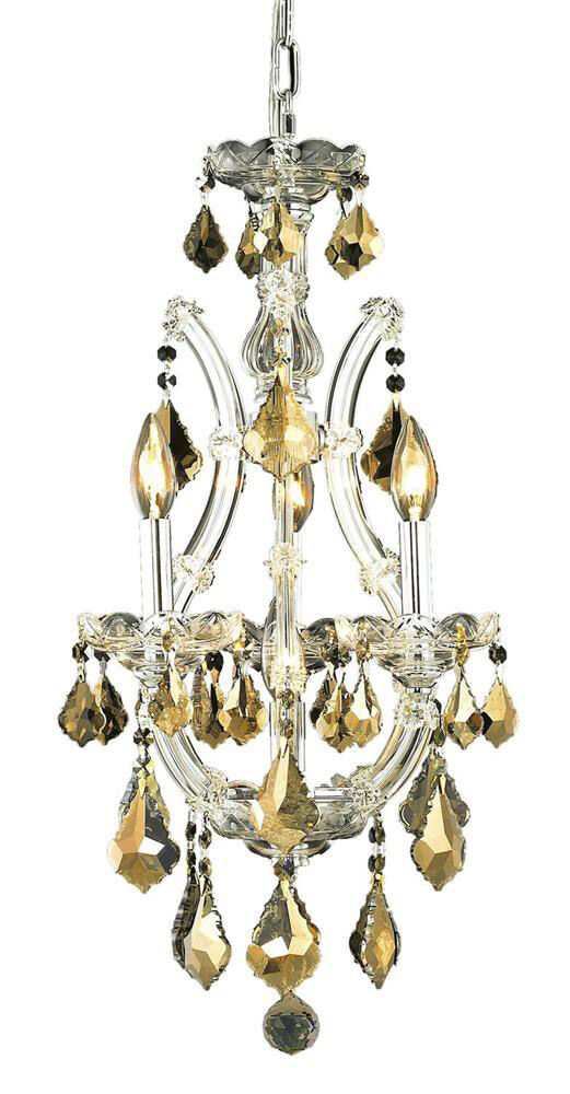 Maria Theresa 4 Light 12 inch Chrome Pendant Ceiling Light in Golden Teak, Royal Cut