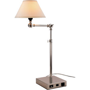 Brio 33 inch 40 watt Polished Nickel Table Lamp Portable Light, with USB Port and Power Outlet