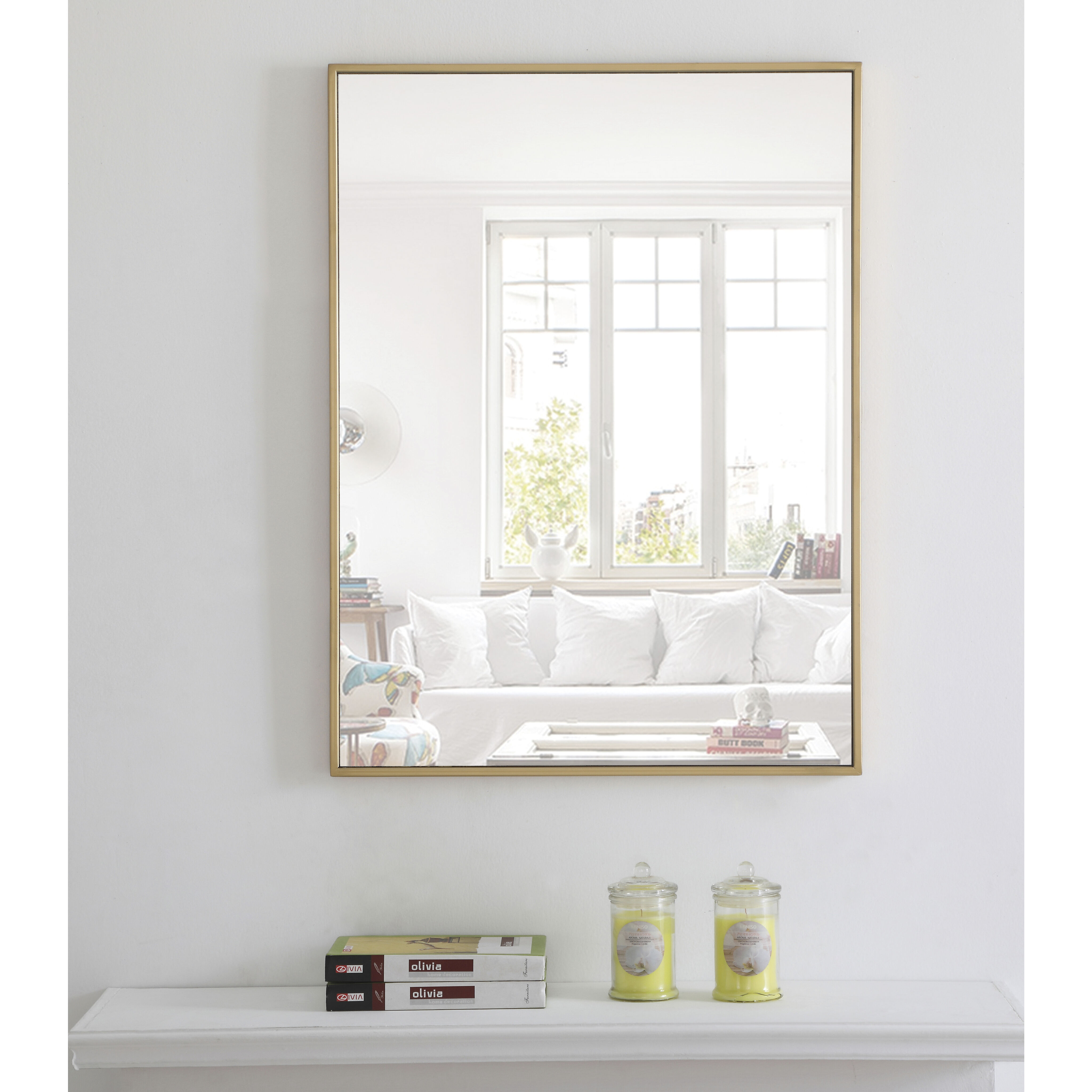 Monet 32 X 24 inch Brass Wall Mirror