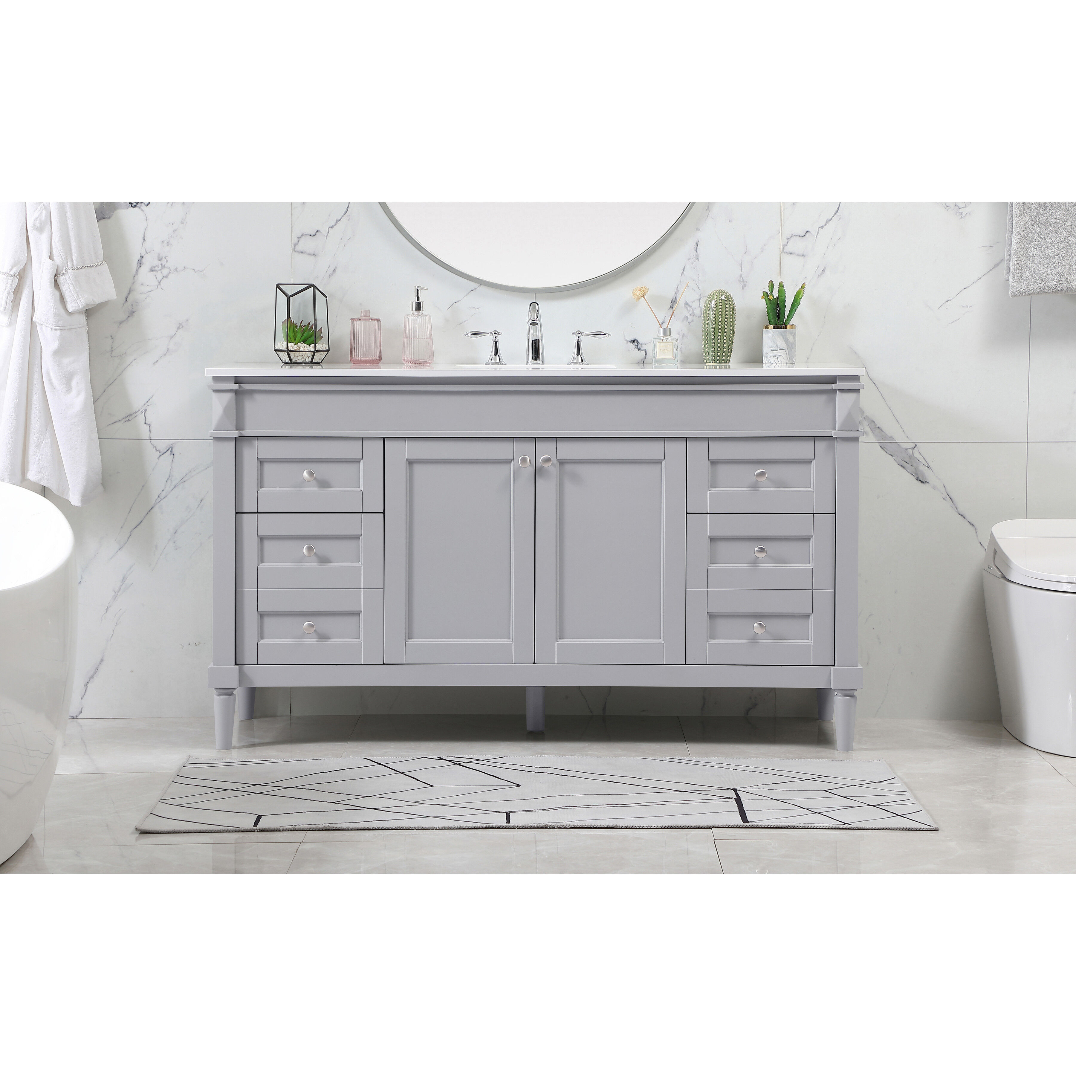 Bennett 60 X 21 X 35 inch Grey Vanity Sink Set