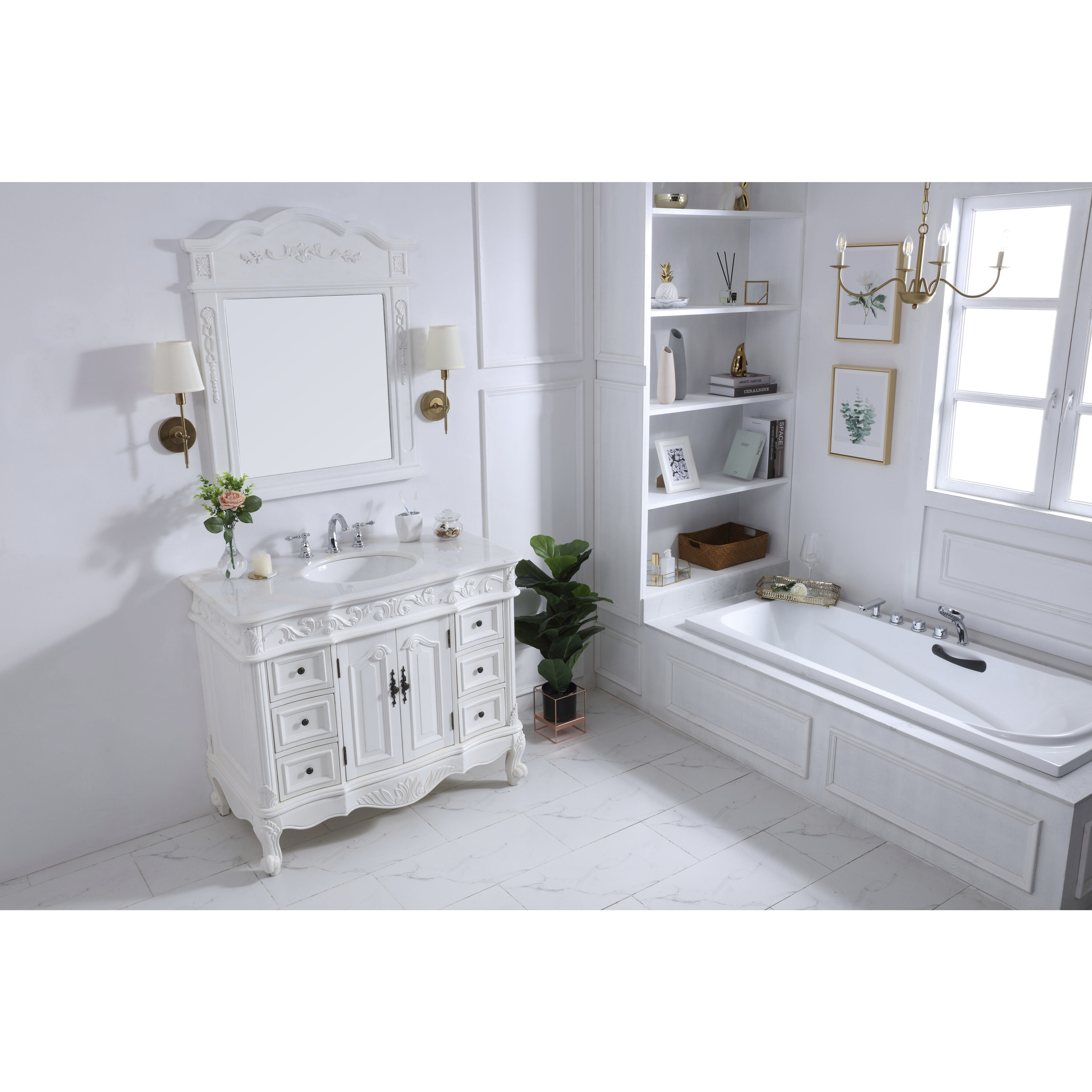 Oakland 84 X 22 X 72 inch Antique White Vanity Sink Set