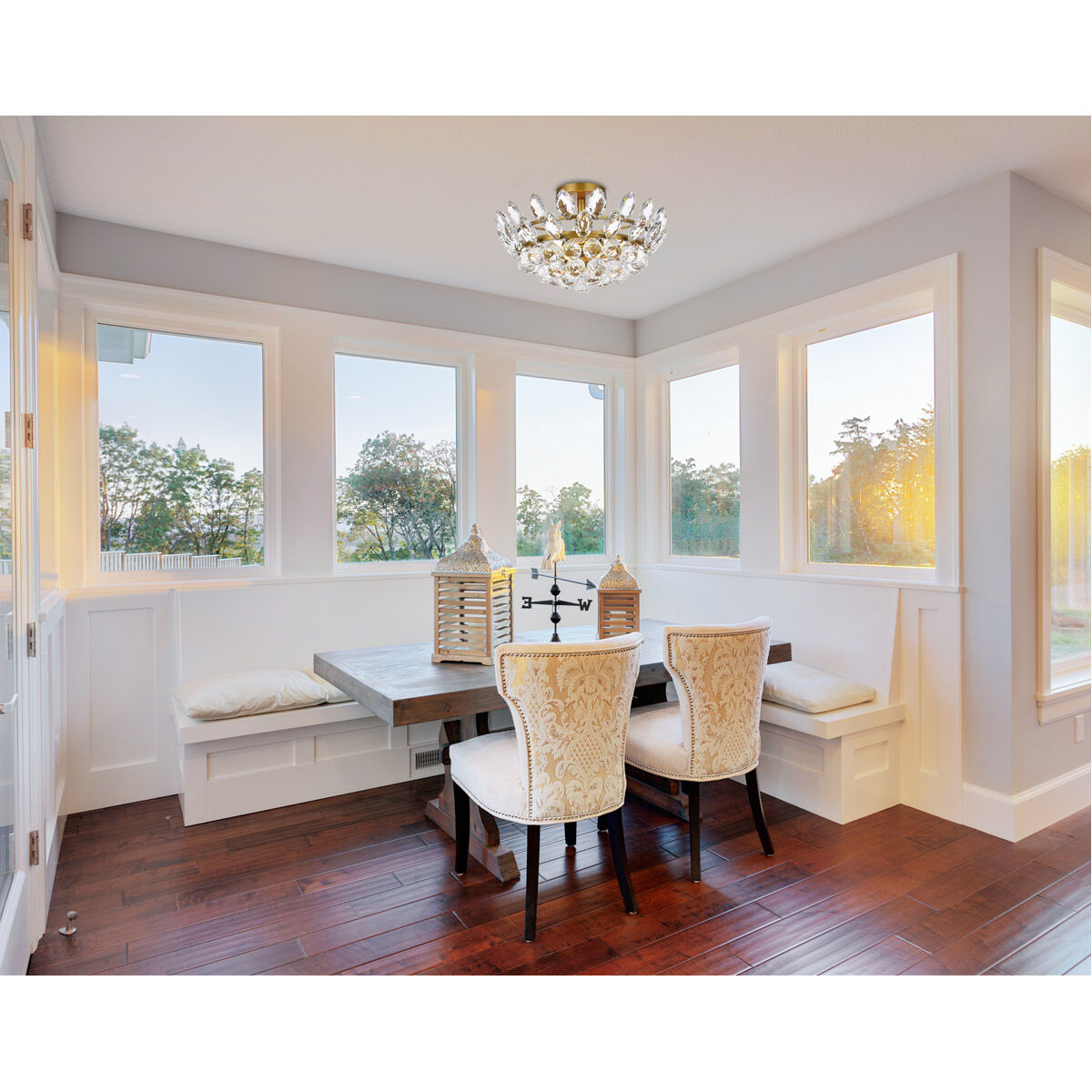 Emilia 3 Light 16 inch Brass Flush Mount Ceiling Light