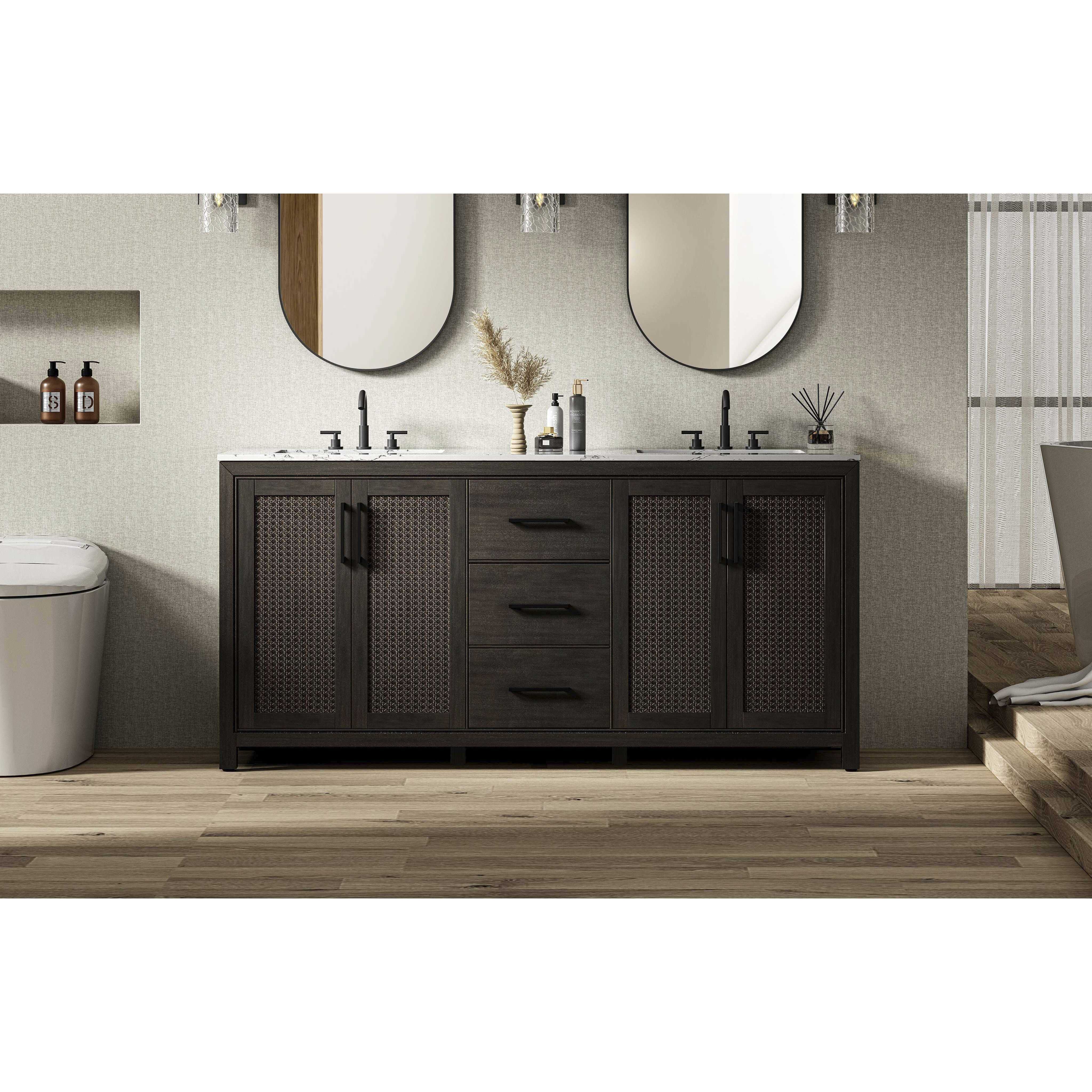 Alina 72 X 34 inch Chocolate Oak Bathroom Vanity Cabinet