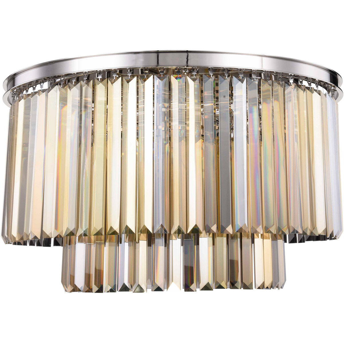 Sydney 8 Light 31.5 inch Polished nickel Flush Mount Ceiling Light in Golden Teak, Urban Classic