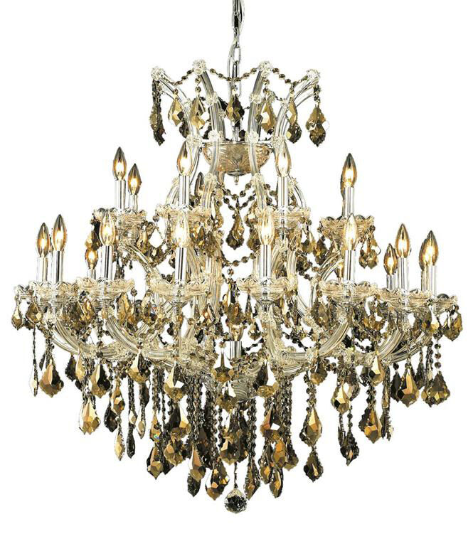 Maria Theresa 24 Light 36 inch Chrome Dining Chandelier Ceiling Light in Golden Teak, Royal Cut