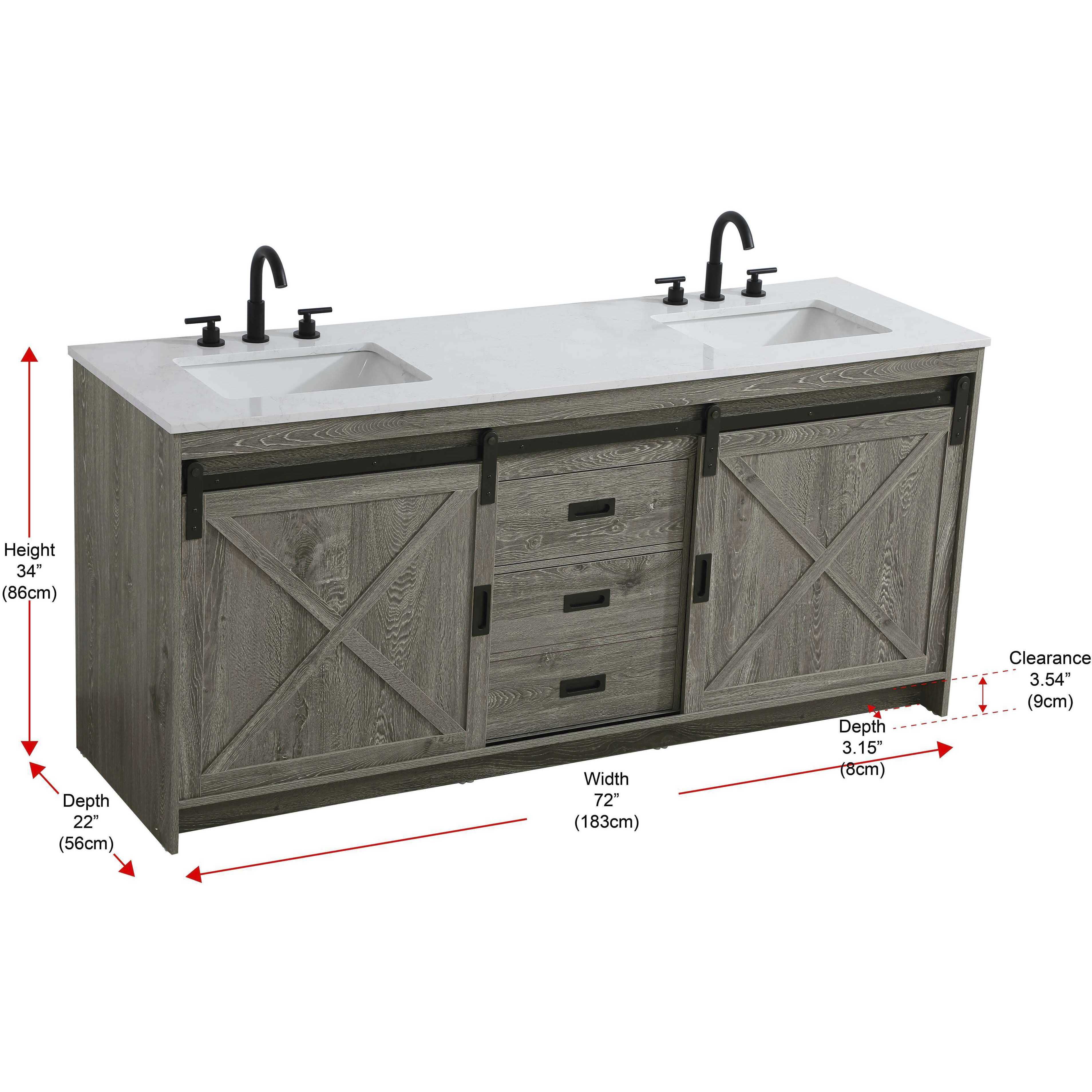 Austin 72 X 34 inch Rustic Grey Bathroom Vanity Cabinet