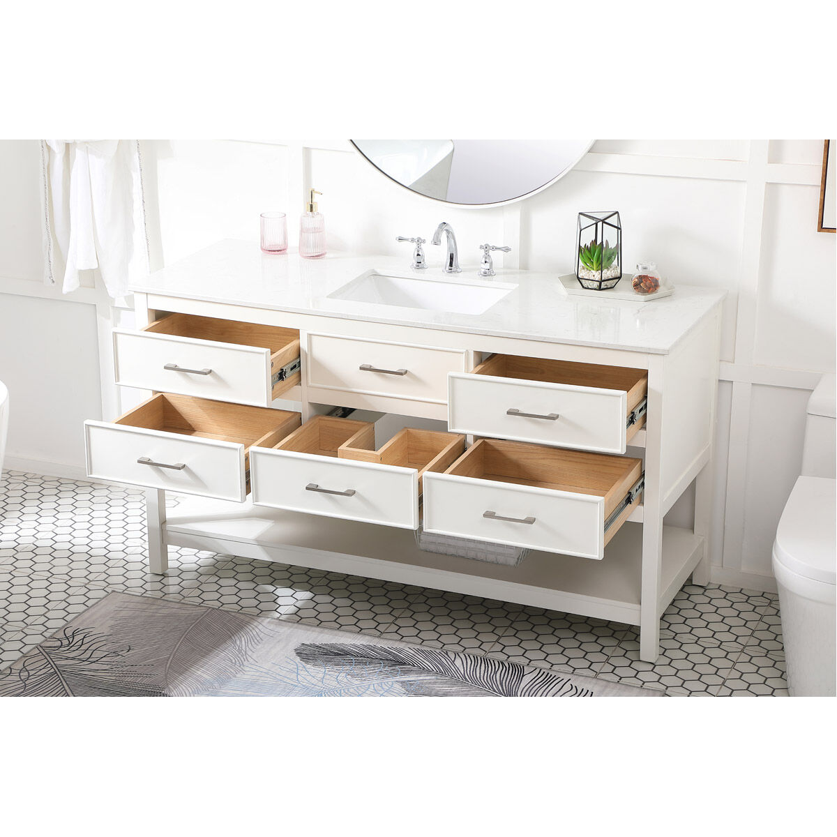 Sinclaire 60 X 22 X 34 inch White Vanity Sink Set