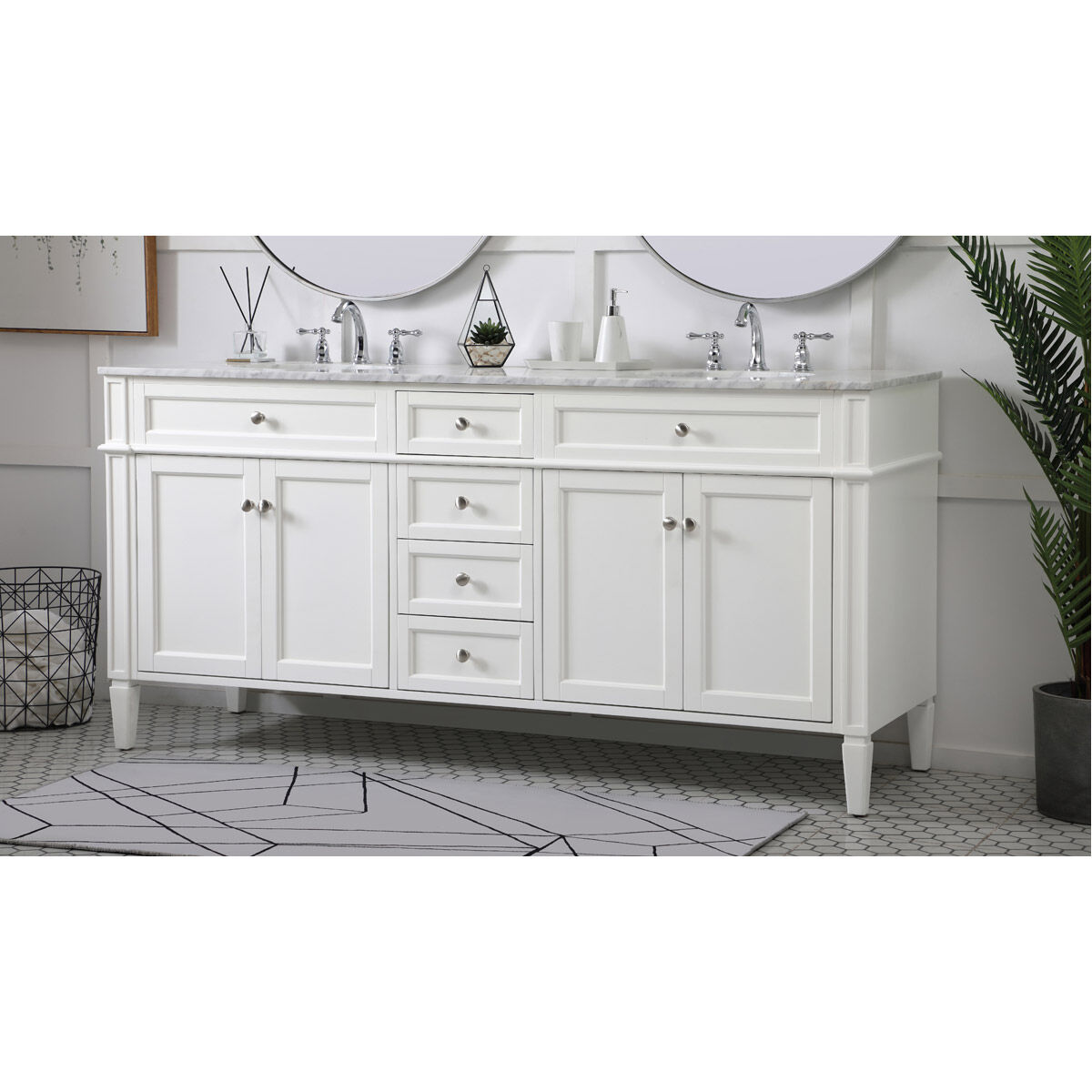 Park Avenue 72 X 21.5 X 35 inch White Vanity Sink Set