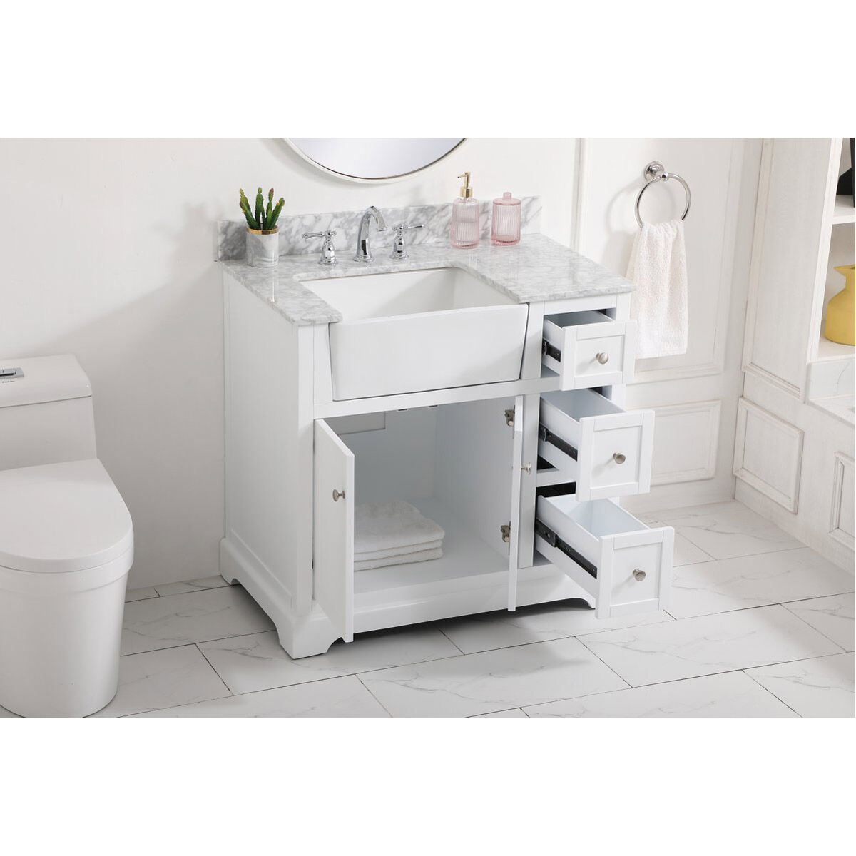 Franklin 36 X 22 X 35 inch White Bathroom Vanity Cabinet