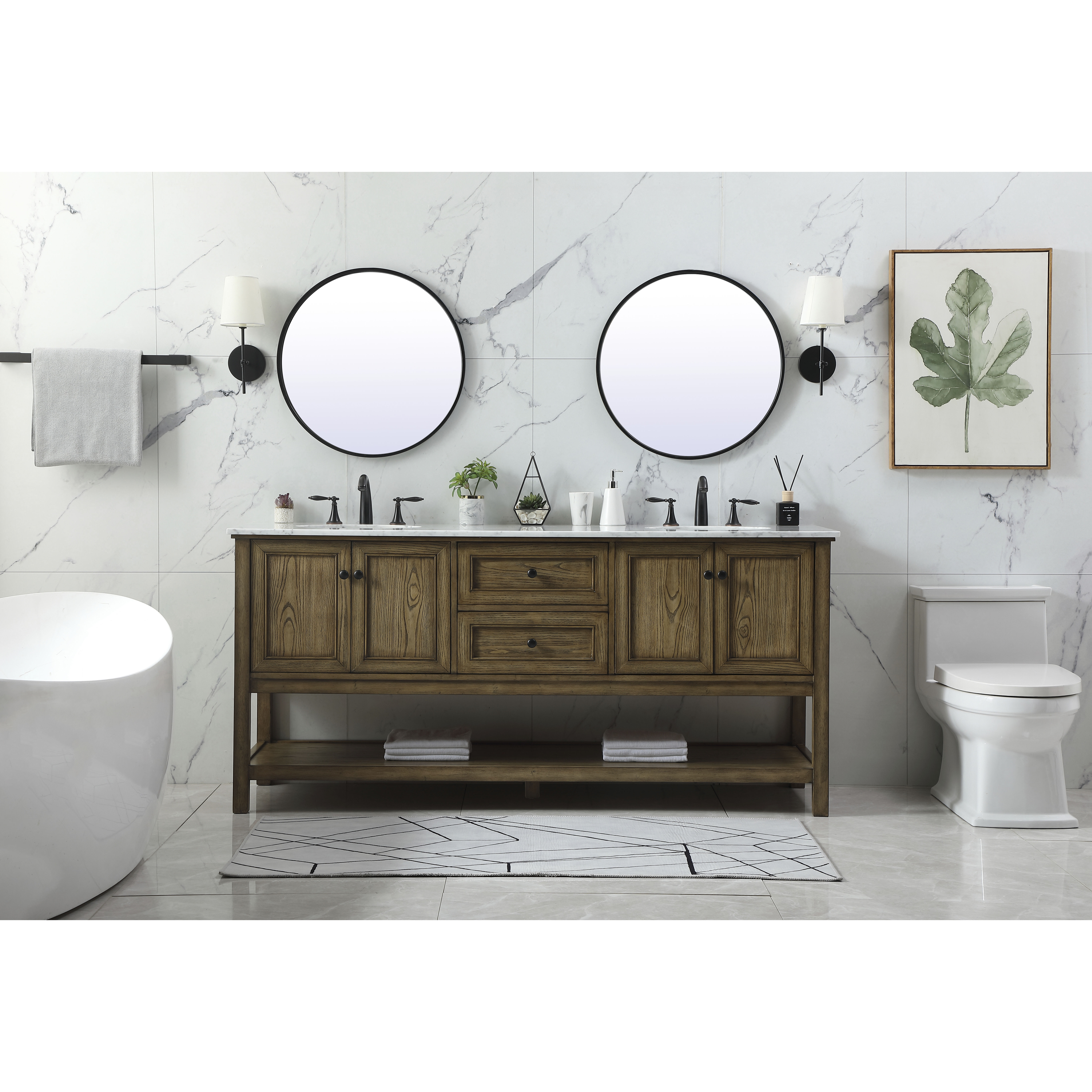 Metropolis 72 X 22 X 34 inch Driftwood Vanity Sink Set