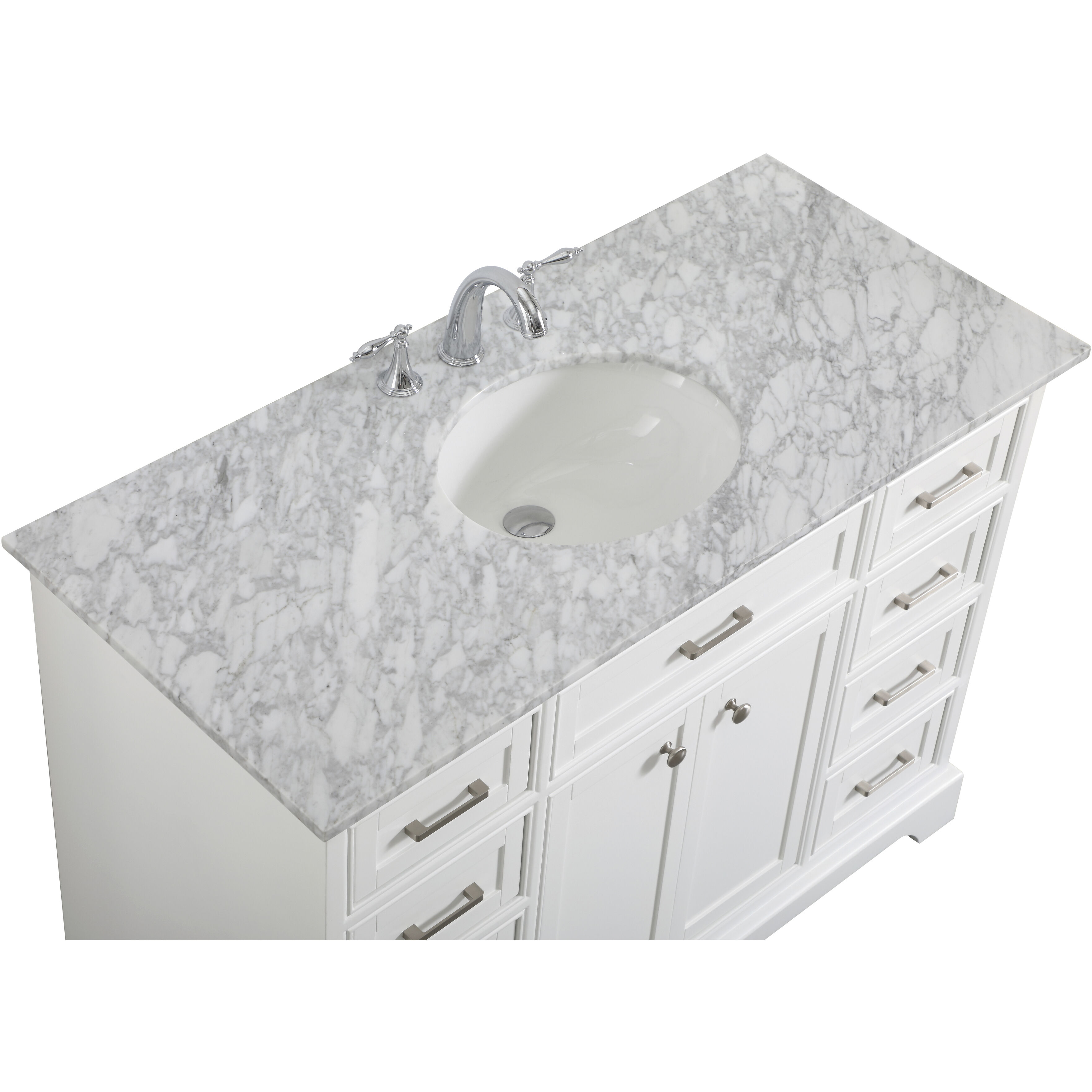 Americana 48 X 35 inch White with Carrara White Marble Vanity Set