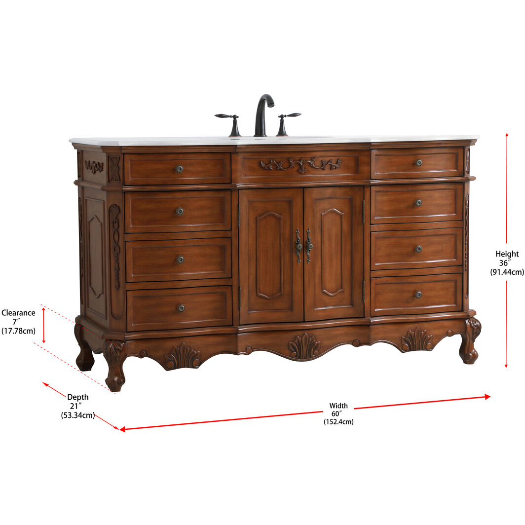 Danville 60 X 21 X 36 inch Teak Vanity Sink Set