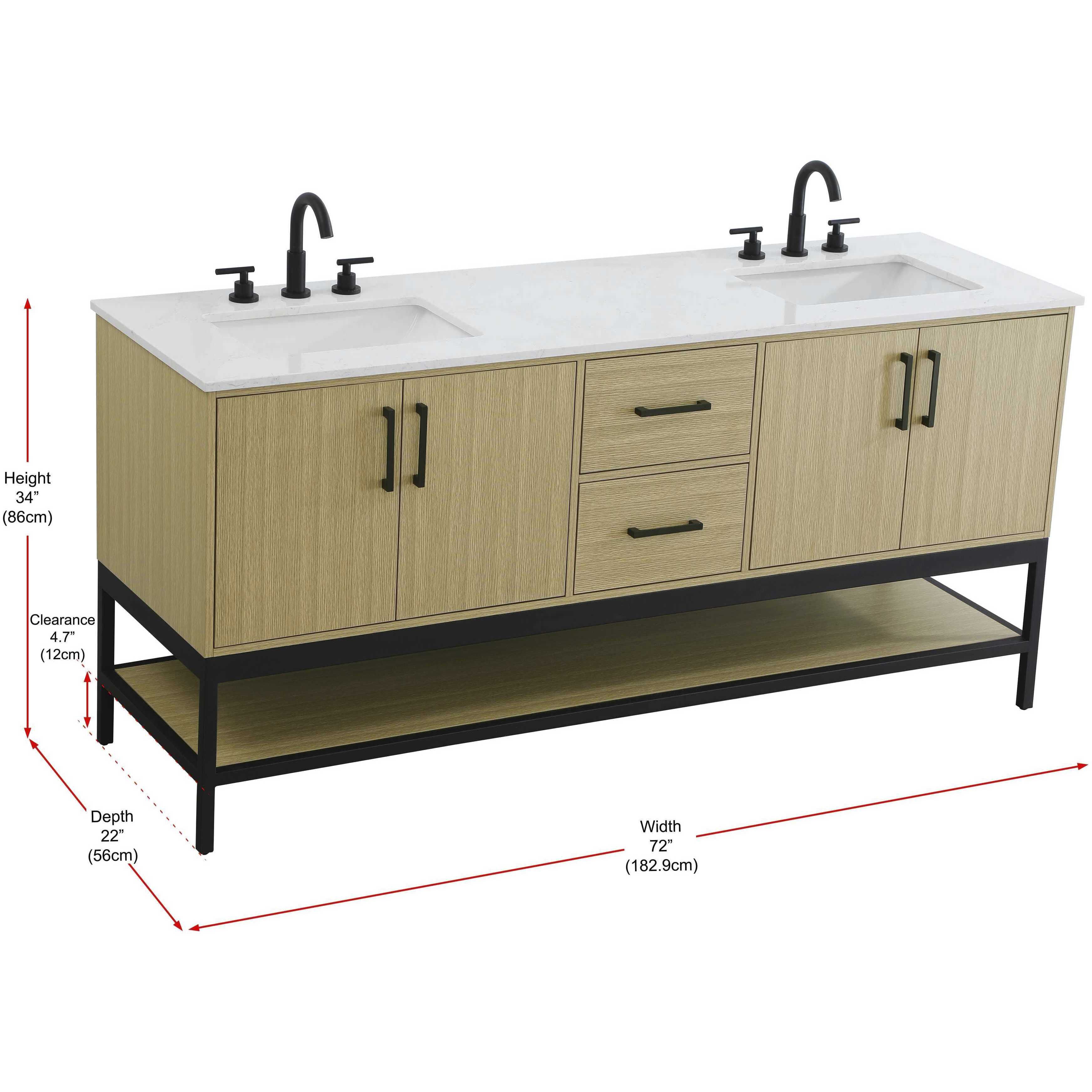 Lennox 72 X 34 inch Honey Brown Bathroom Vanity Cabinet