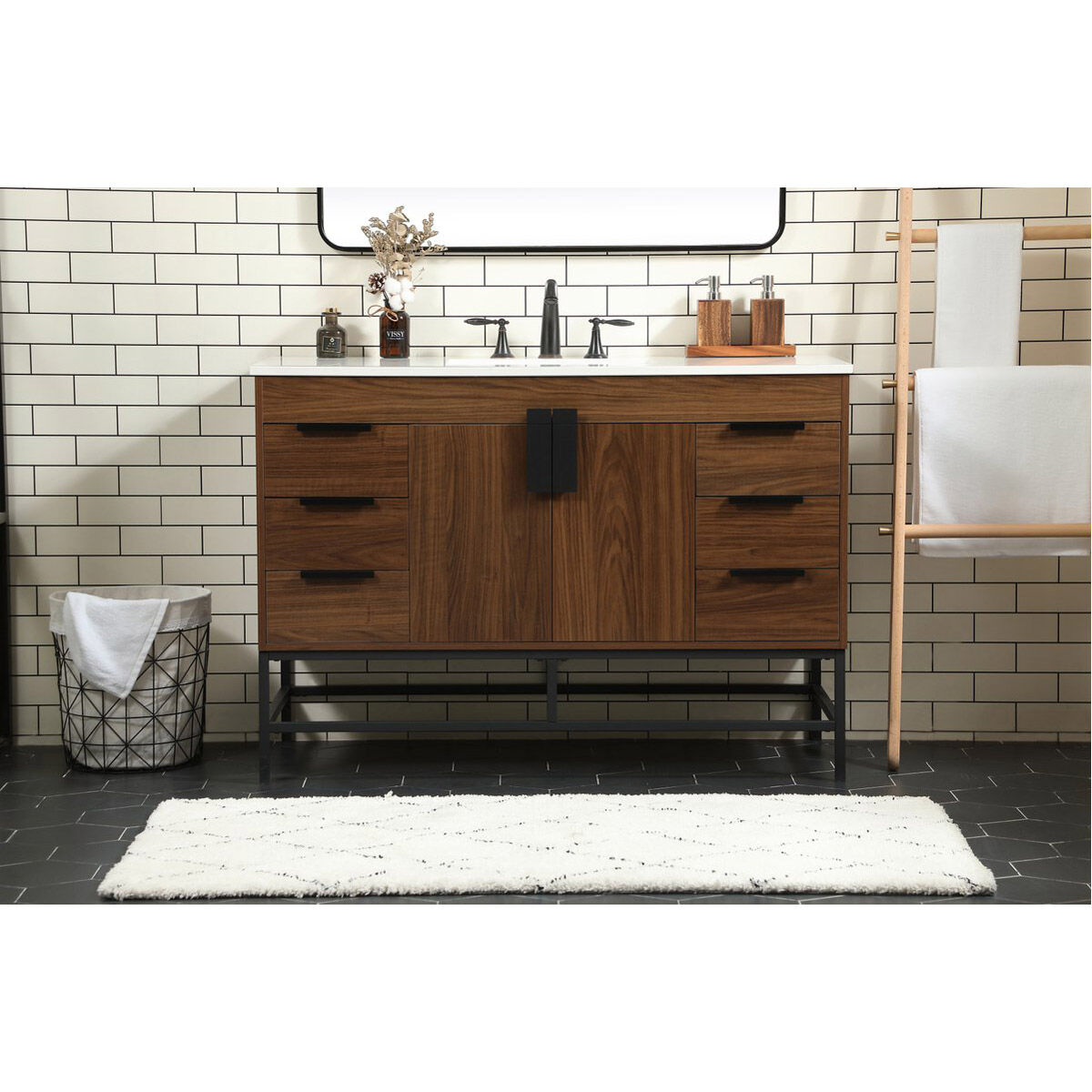 Eugene 48 X 22 X 34 inch Walnut Vanity Sink Set