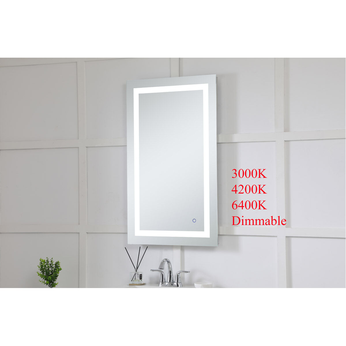 Helios 40 X 24 inch Silver Lighted Wall Mirror