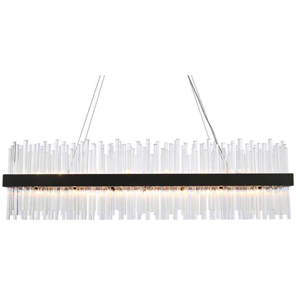 Dallas 28 Light 48 inch Black Linear Chandelier Ceiling Light