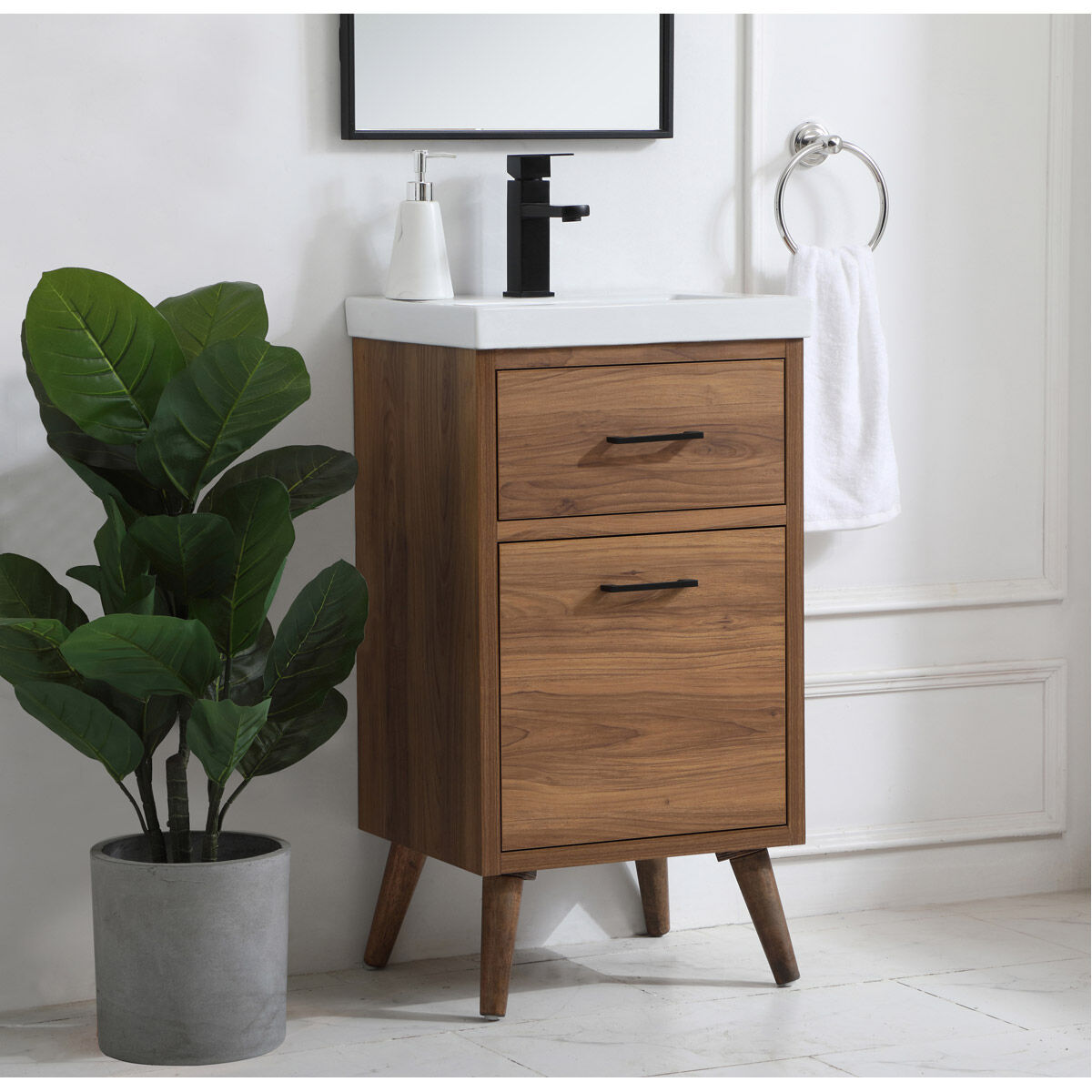Boise 18.11 X 18.11 X 33.46 inch Walnut Brown and Black Vanity Sink Set