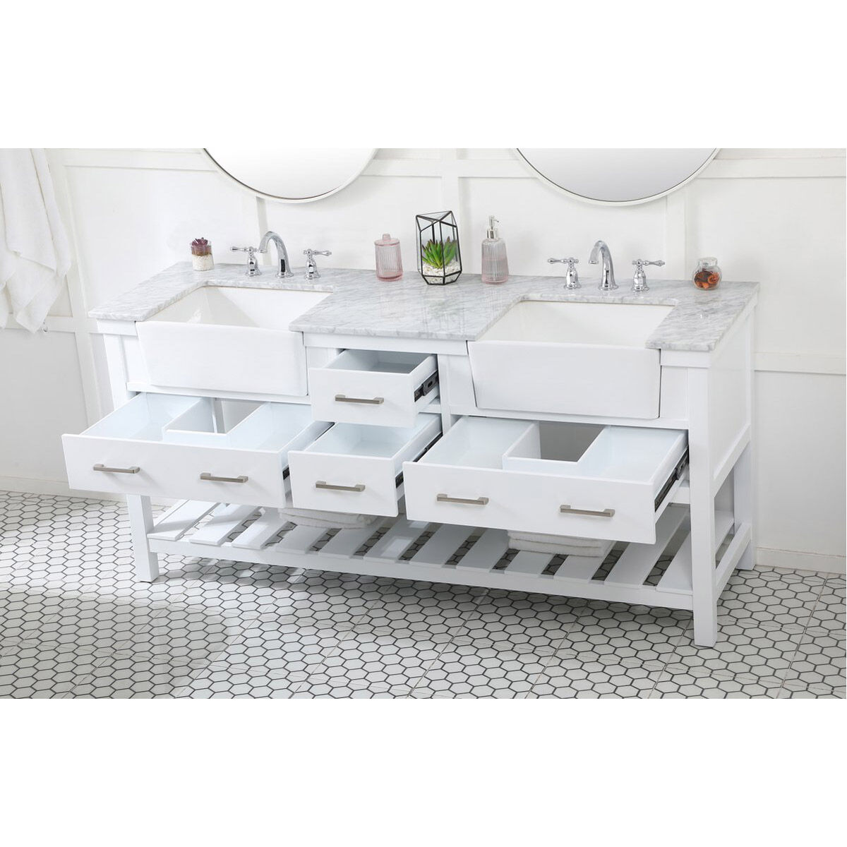 Clement 72 X 22 X 34 inch White Bathroom Vanity Cabinet