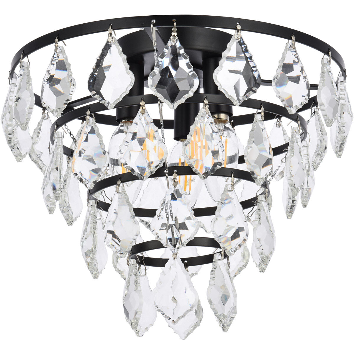 Ella 3 Light 12 inch Black Flush Mount Ceiling Light